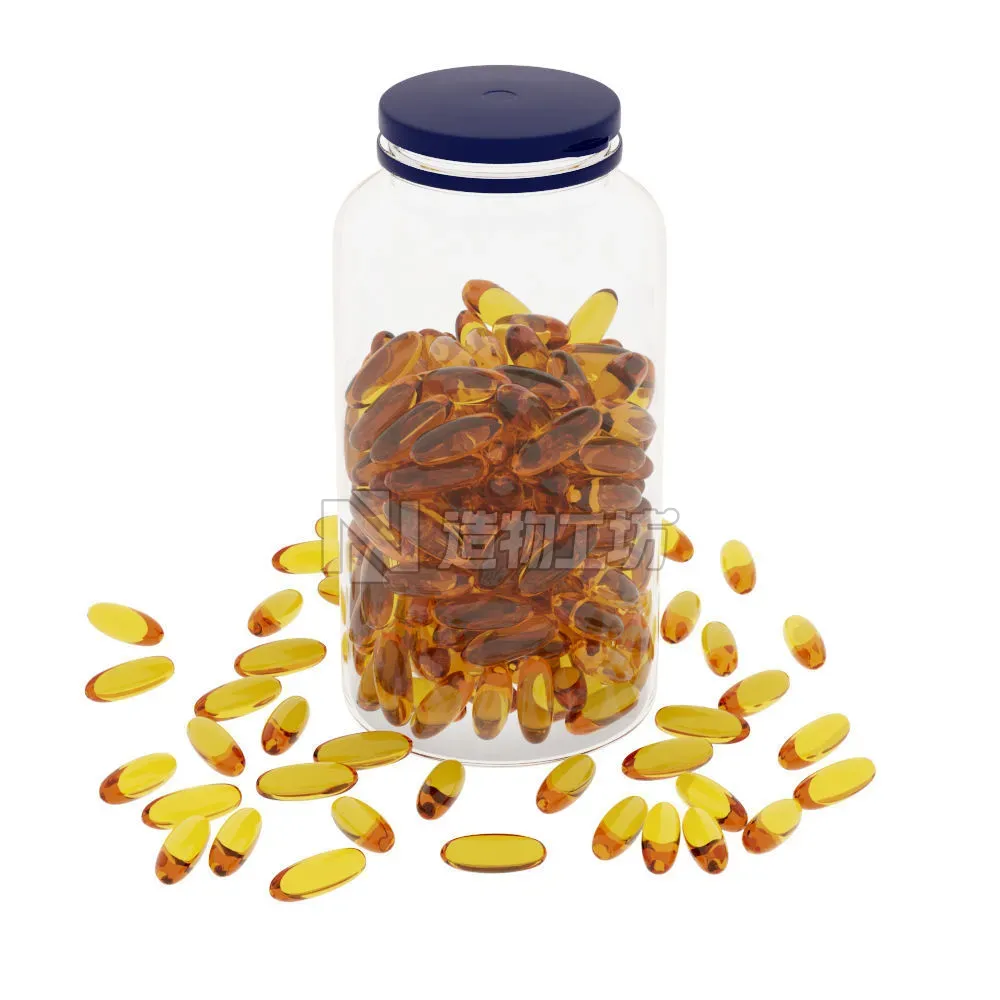 Transparent Jar Of Fish Oil 3D model