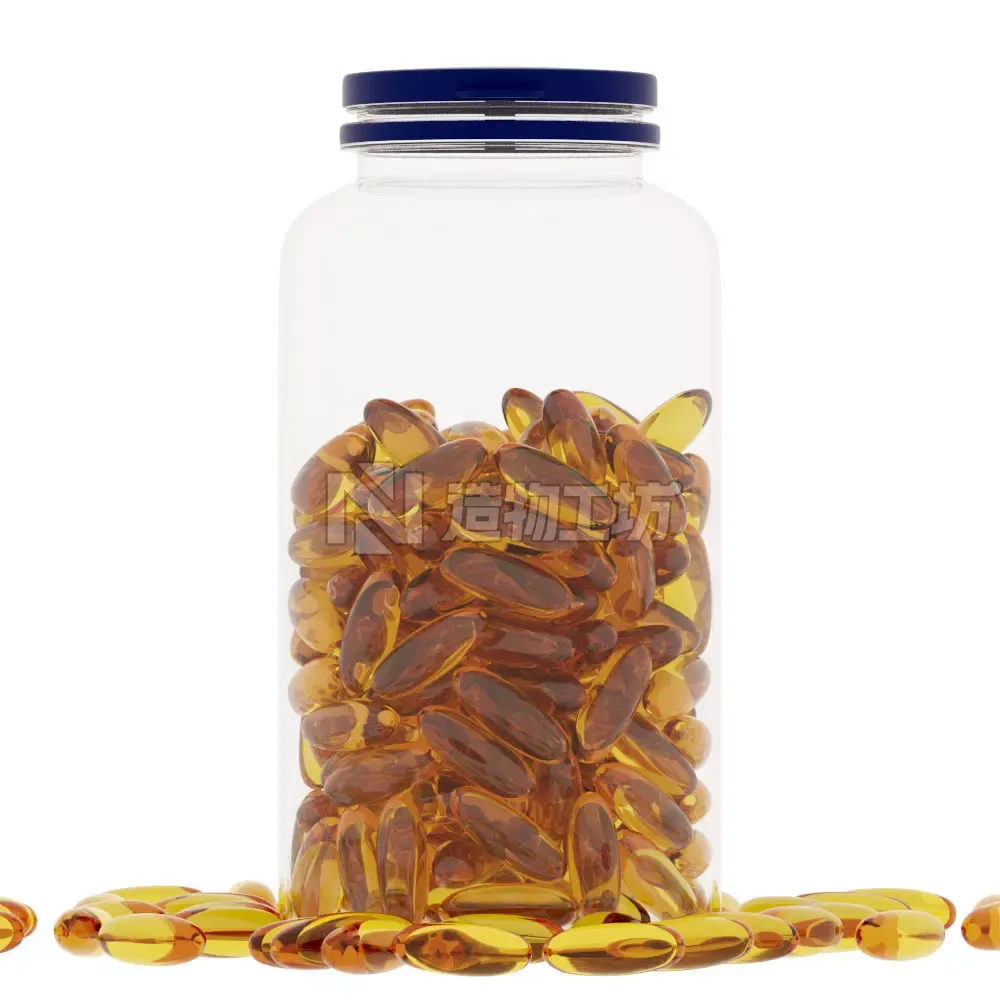 Transparent Jar Of Fish Oil 3D model