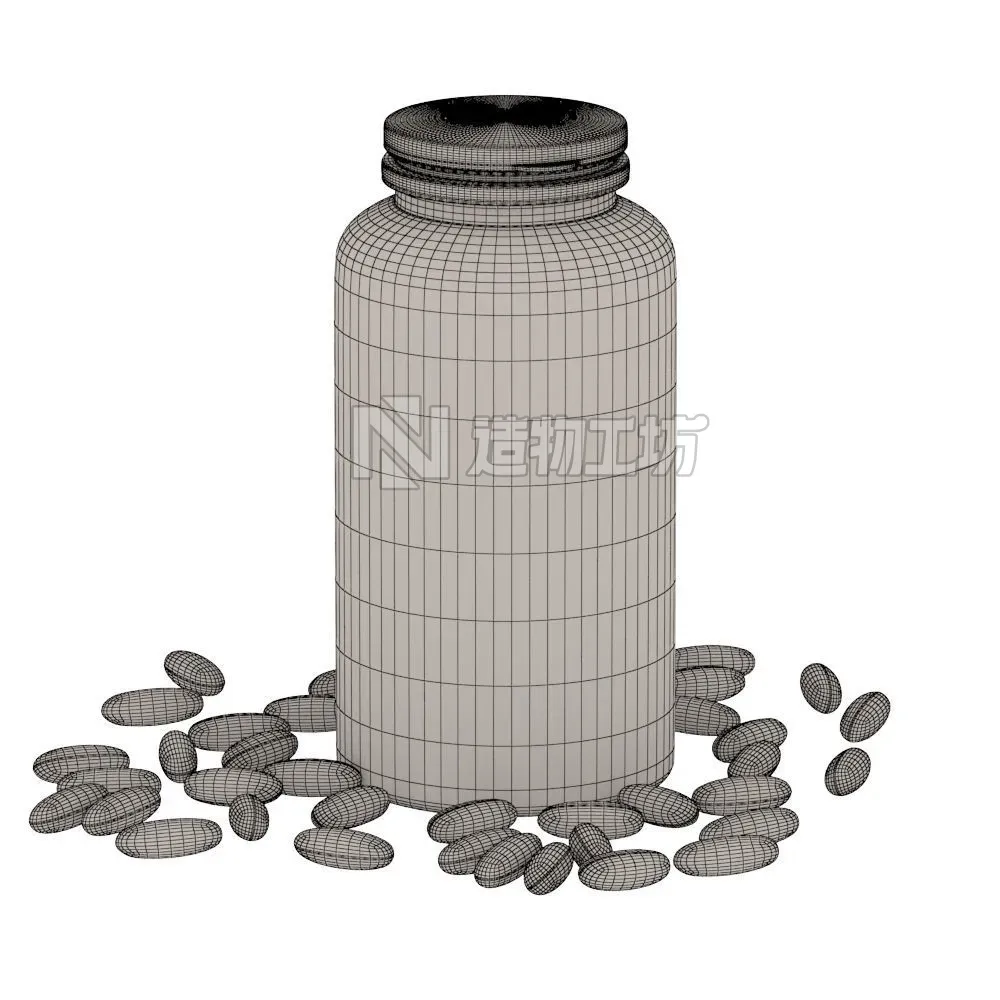 Transparent Jar Of Fish Oil 3D model