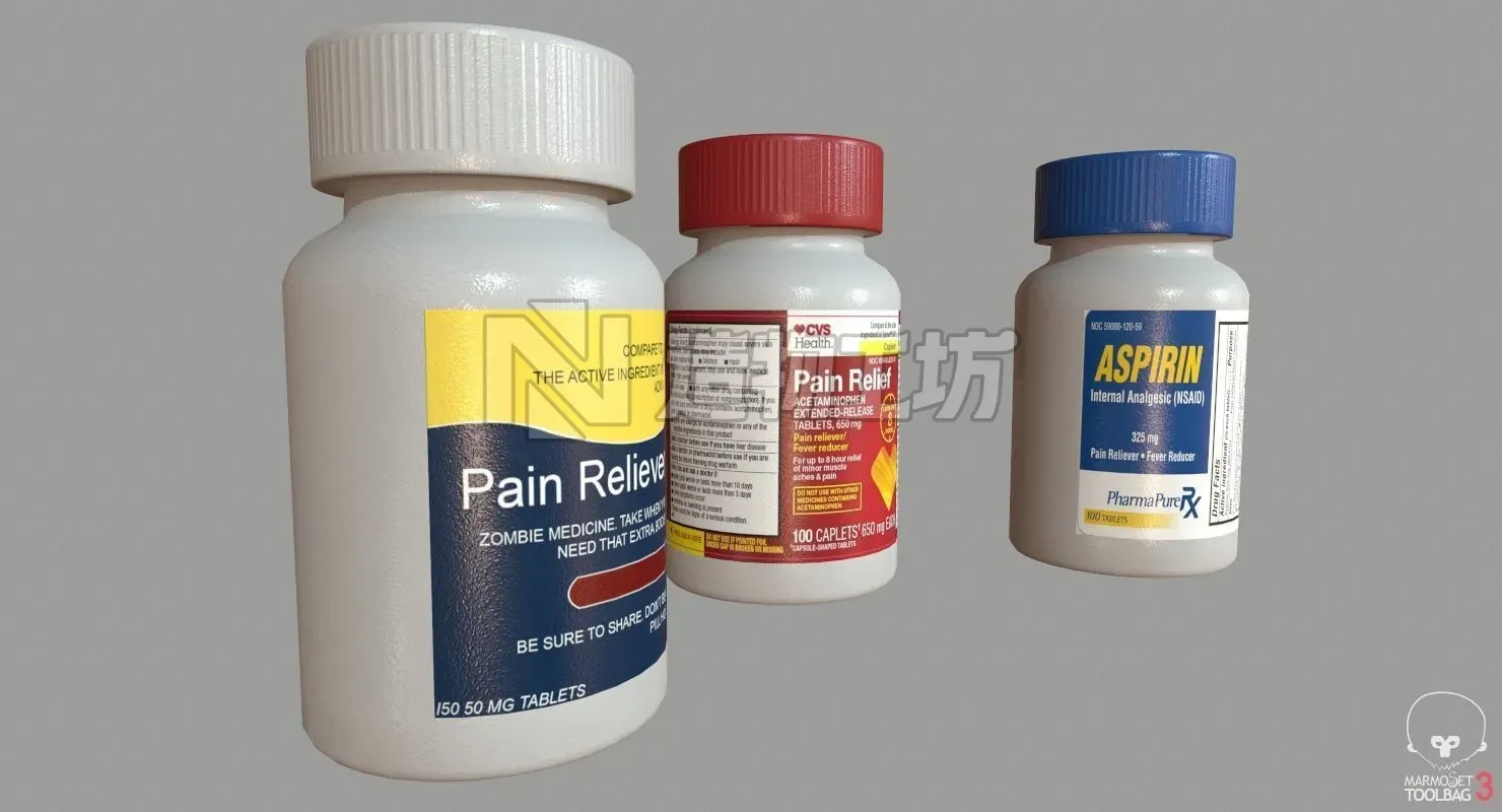Pain Reliever Aspirin Pill Box Low-poly 3D model