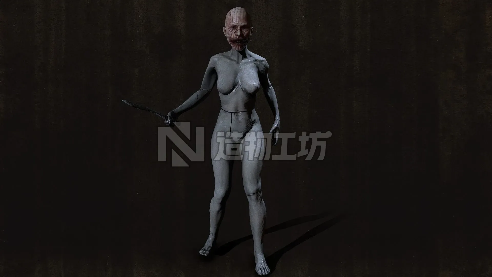 HORROR mannequin Animated Low-poly 3D model