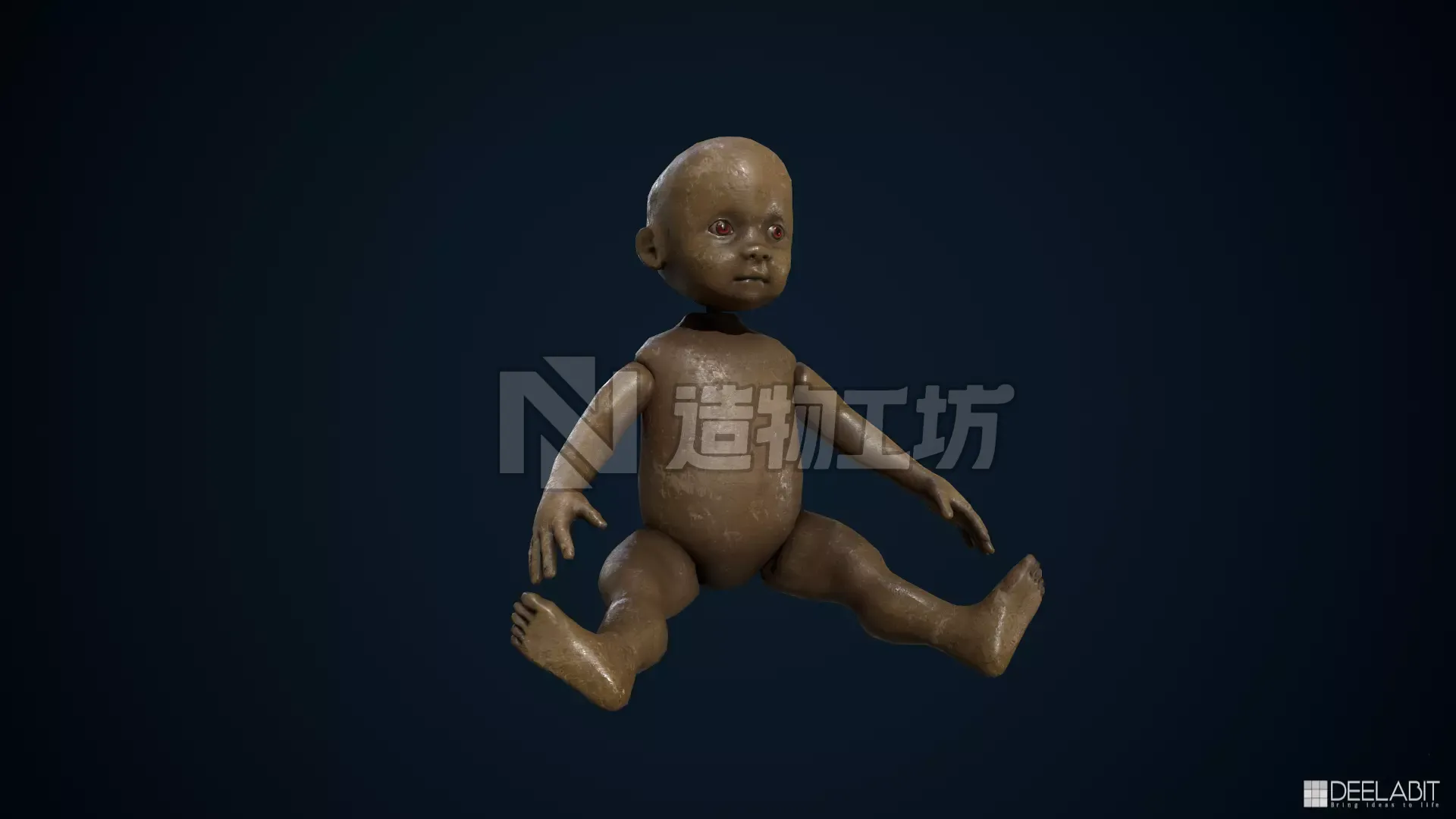 Wooden  or Plastic doll Low-poly 3D model