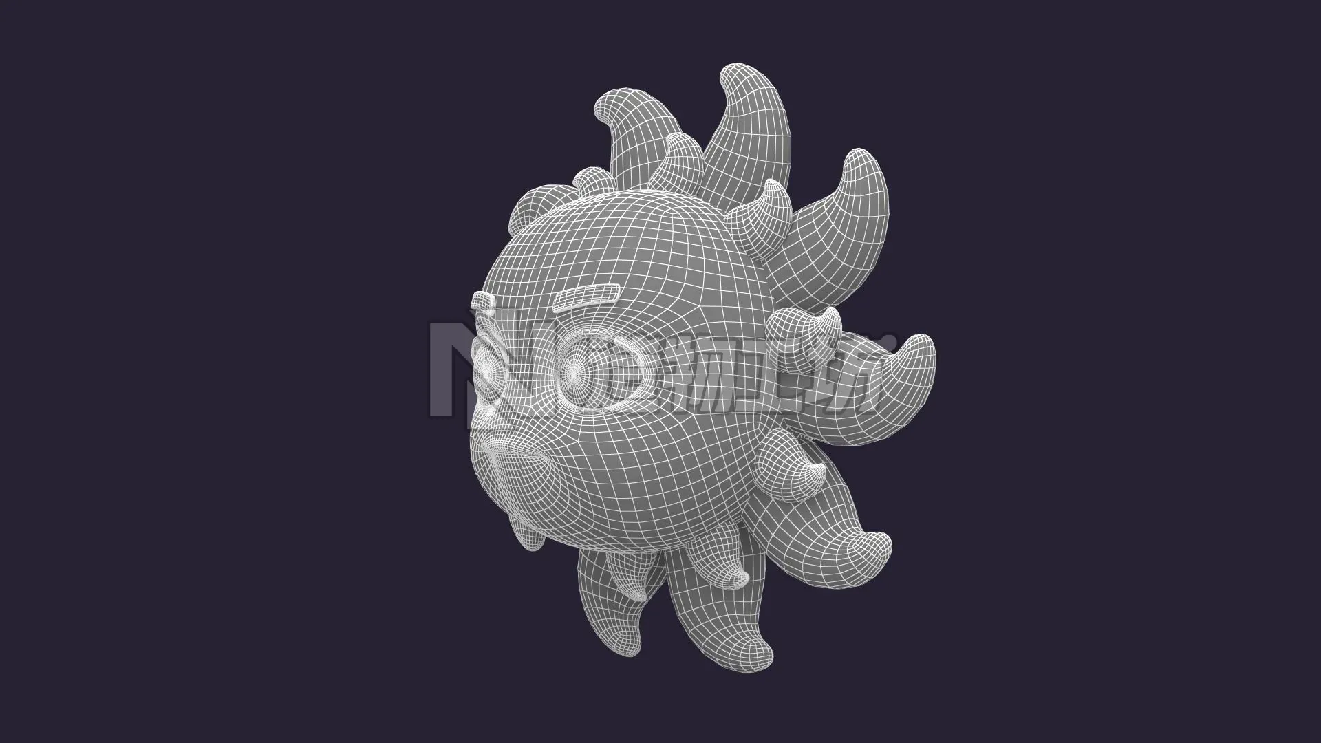 Asset - Cartoons - Character - Sun - Hight Poly Low-poly 3D model