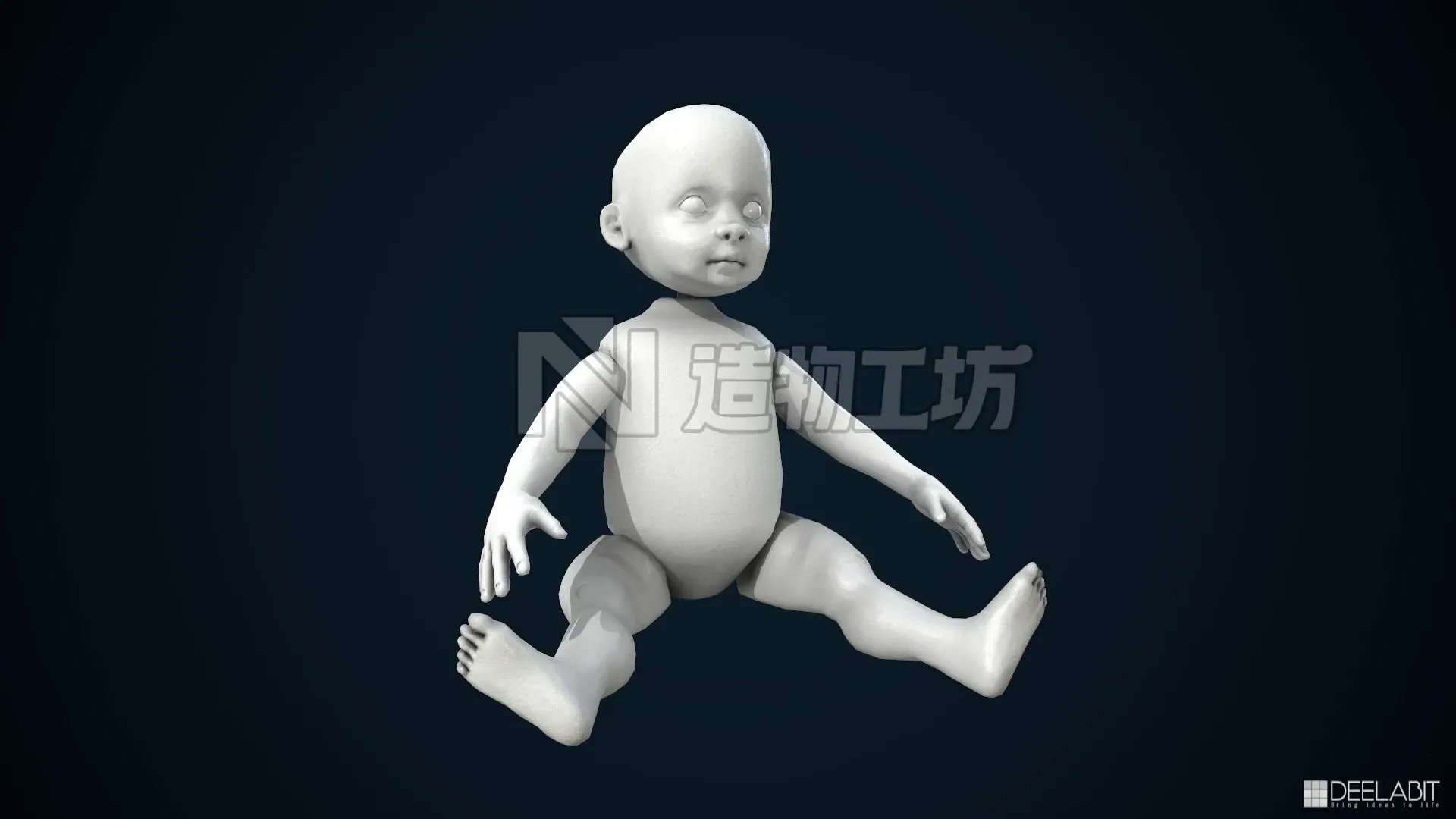 Wooden  or Plastic doll Low-poly 3D model