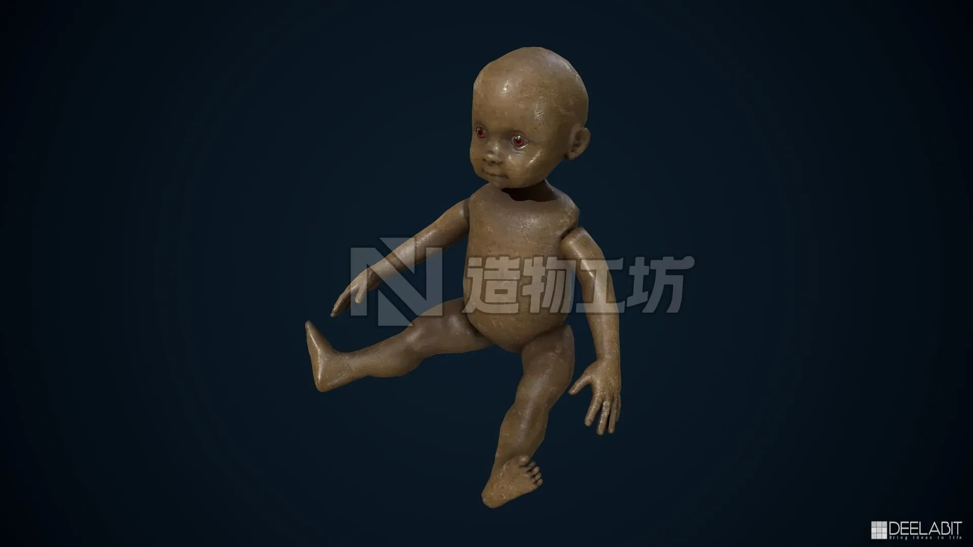 Wooden  or Plastic doll Low-poly 3D model