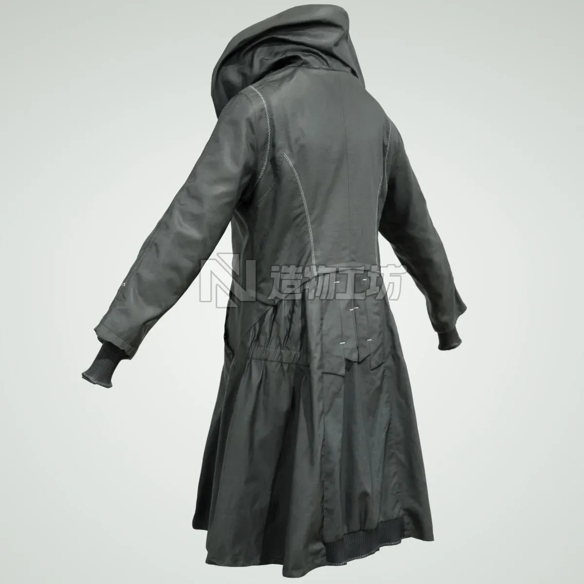 Long black Coat Low-poly 3D model
