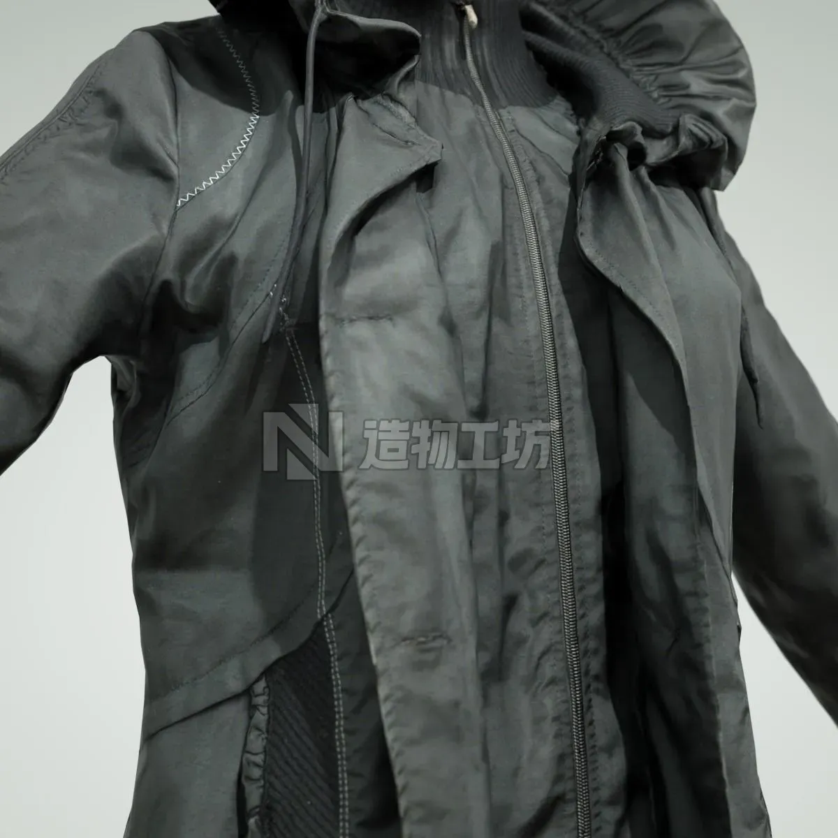 Long black Coat Low-poly 3D model