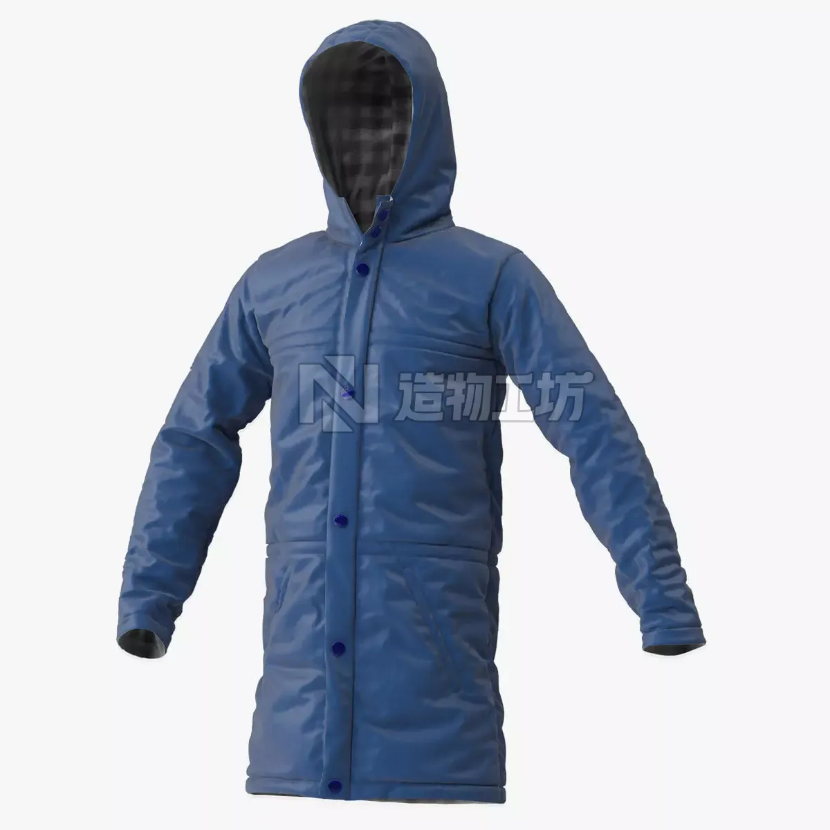 Jacket parka with hood 3D model