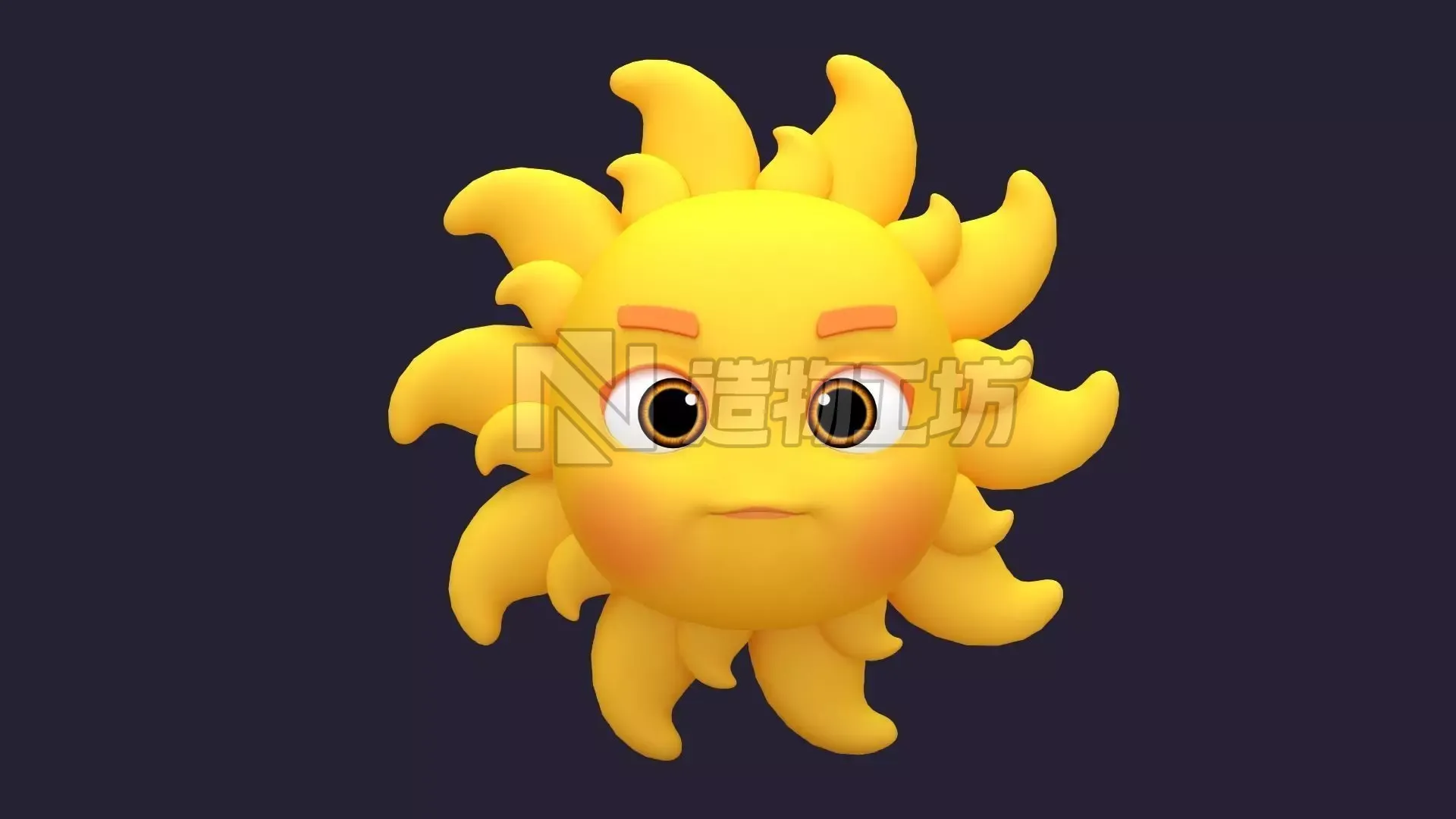 Asset - Cartoons - Character - Sun - Hight Poly Low-poly 3D model