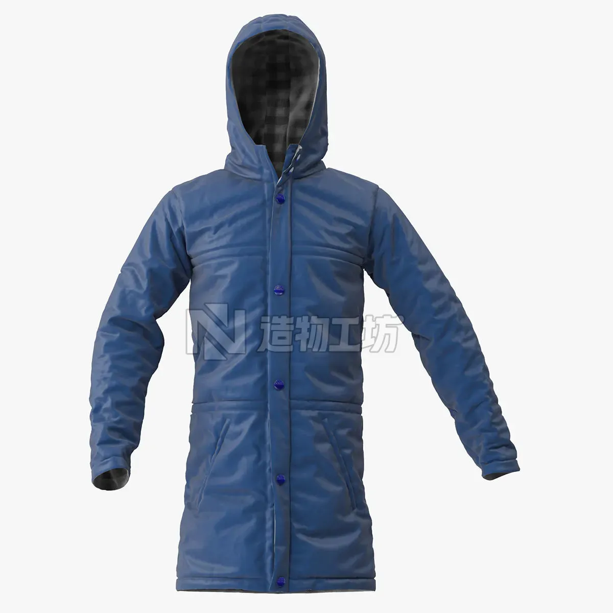 Jacket parka with hood 3D model
