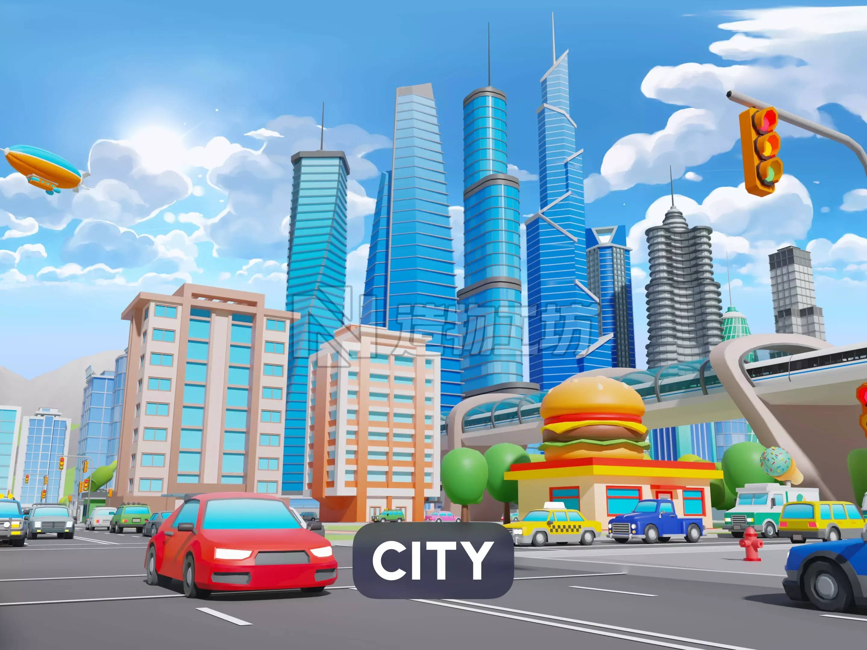 City   Low-poly 3D model