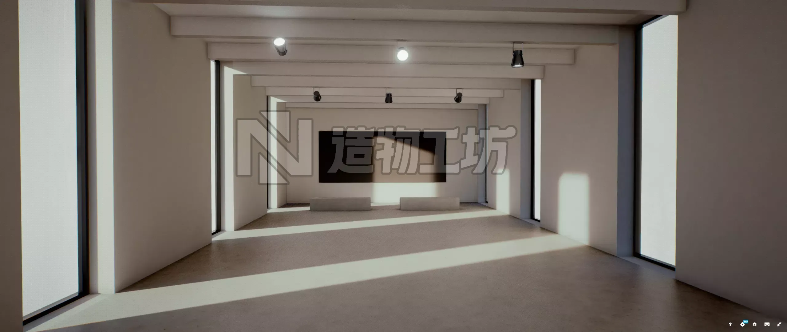 Moody Lighting Art Gallery 2019 Corona Max Scene Low-poly 3D model