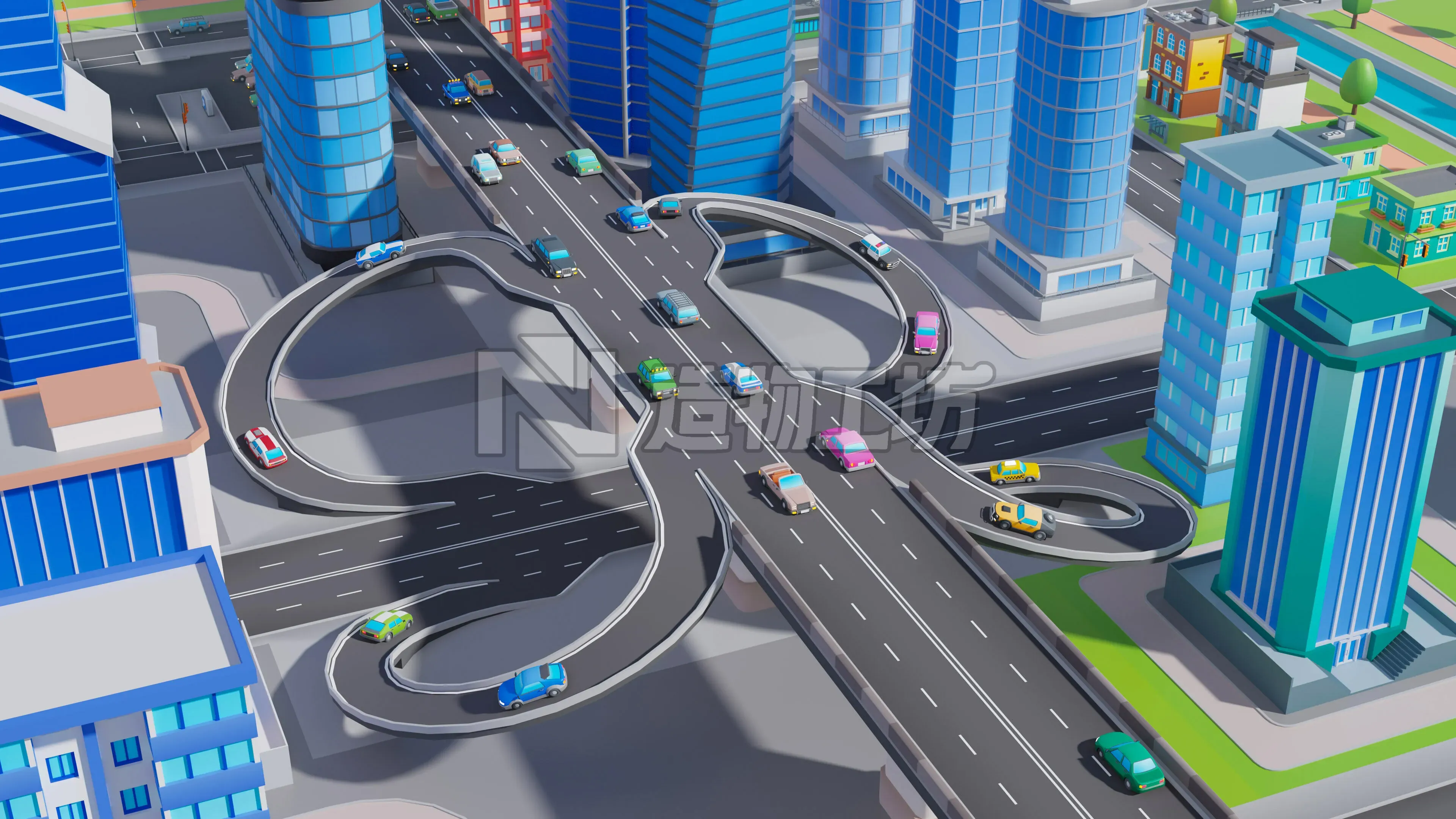City   Low-poly 3D model