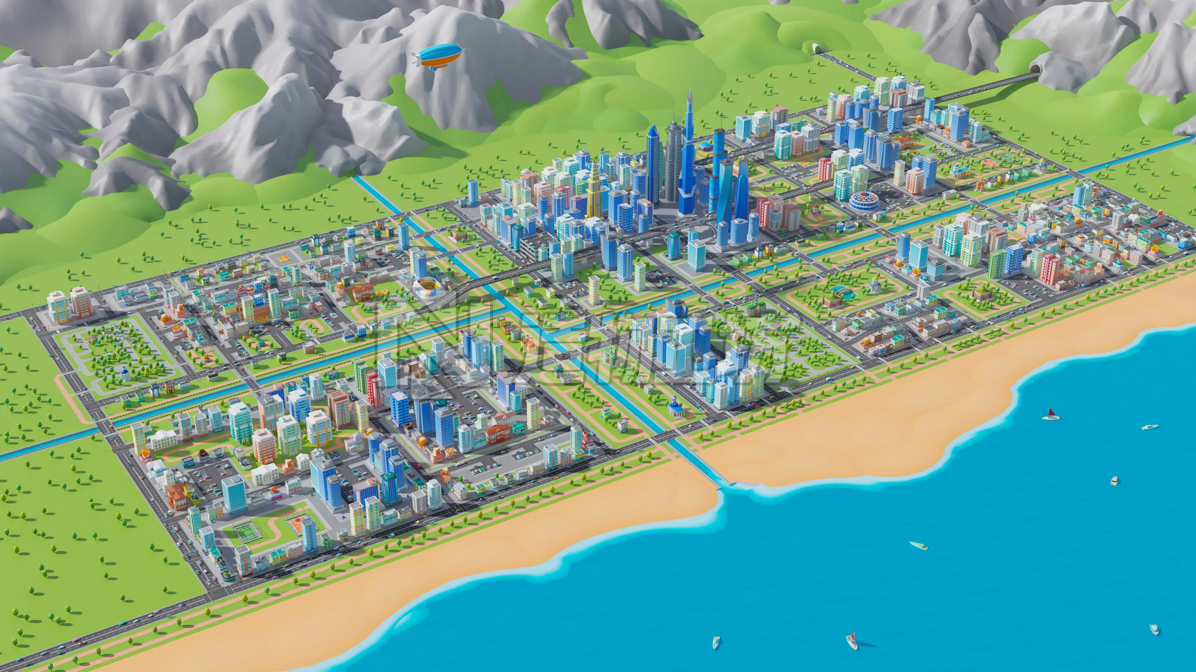 City   Low-poly 3D model
