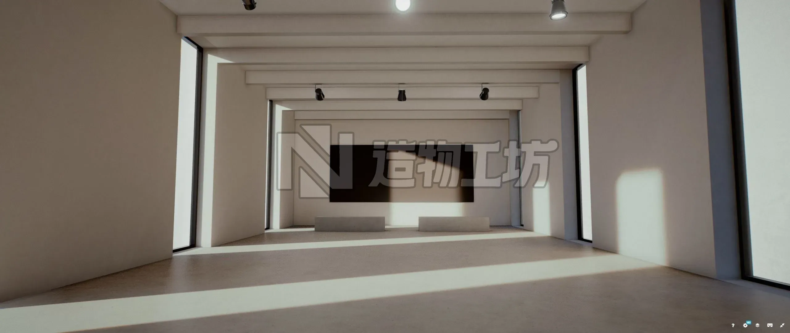 Moody Lighting Art Gallery 2019 Corona Max Scene Low-poly 3D model