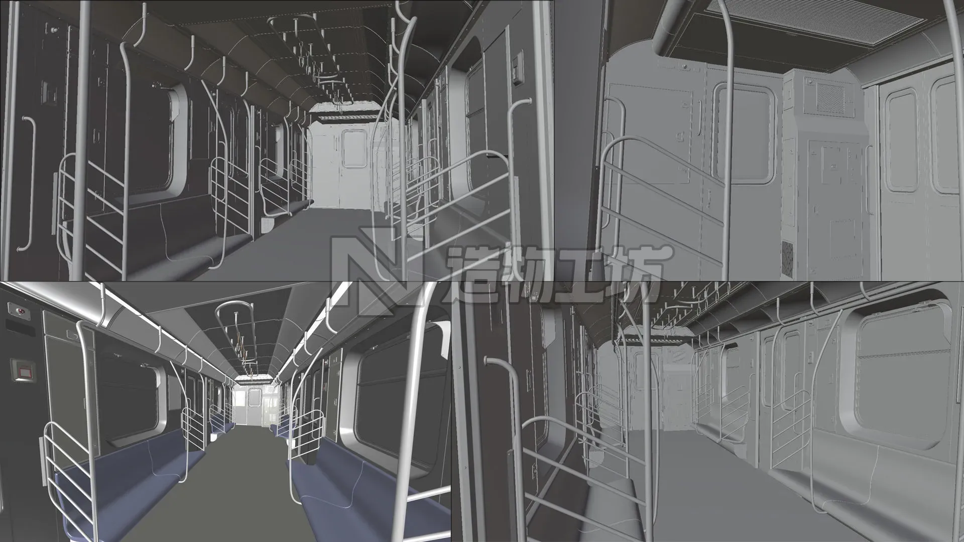 Subway Car Interior HDR Low-poly 3D model