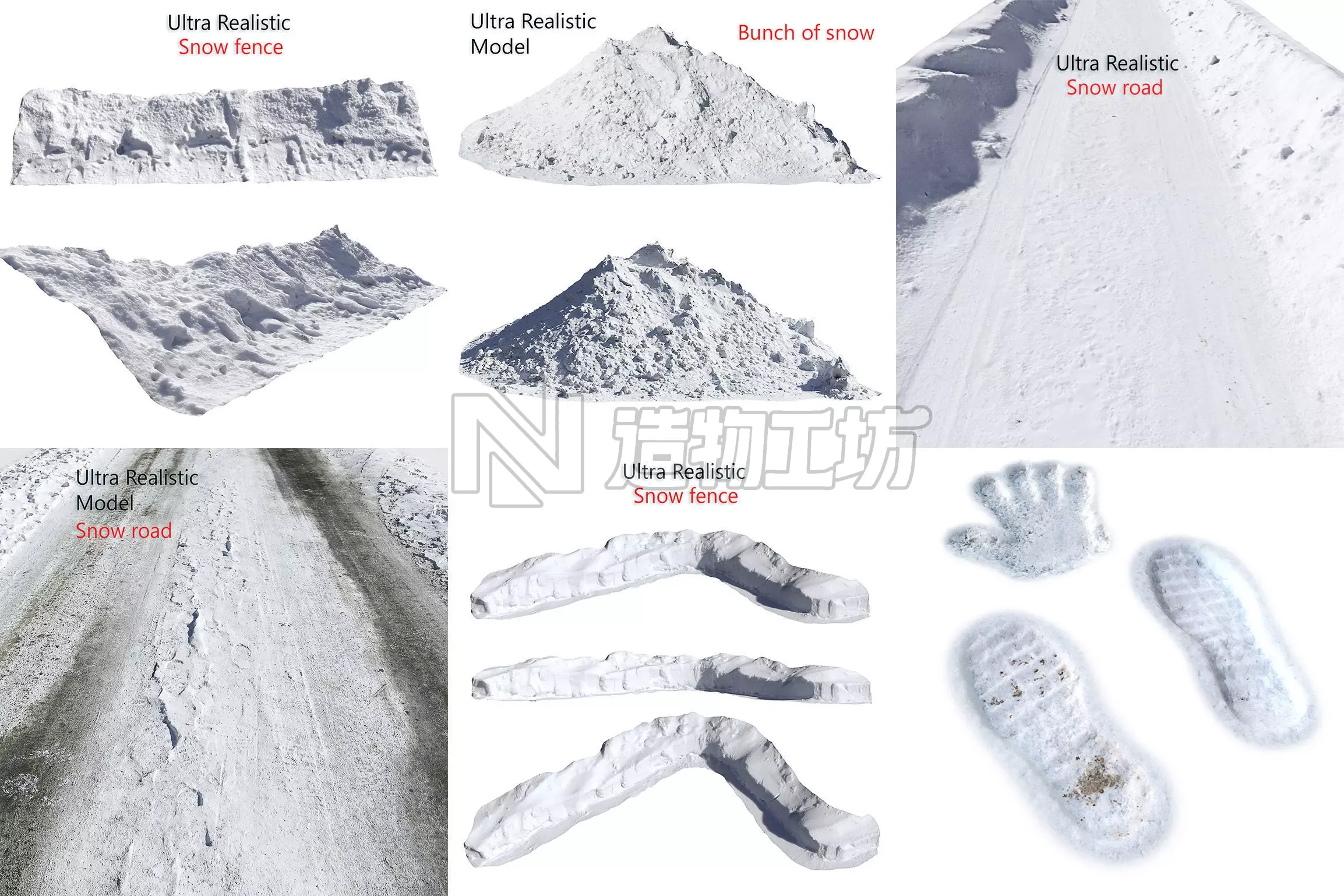 Snow collection ultra realistic fence 