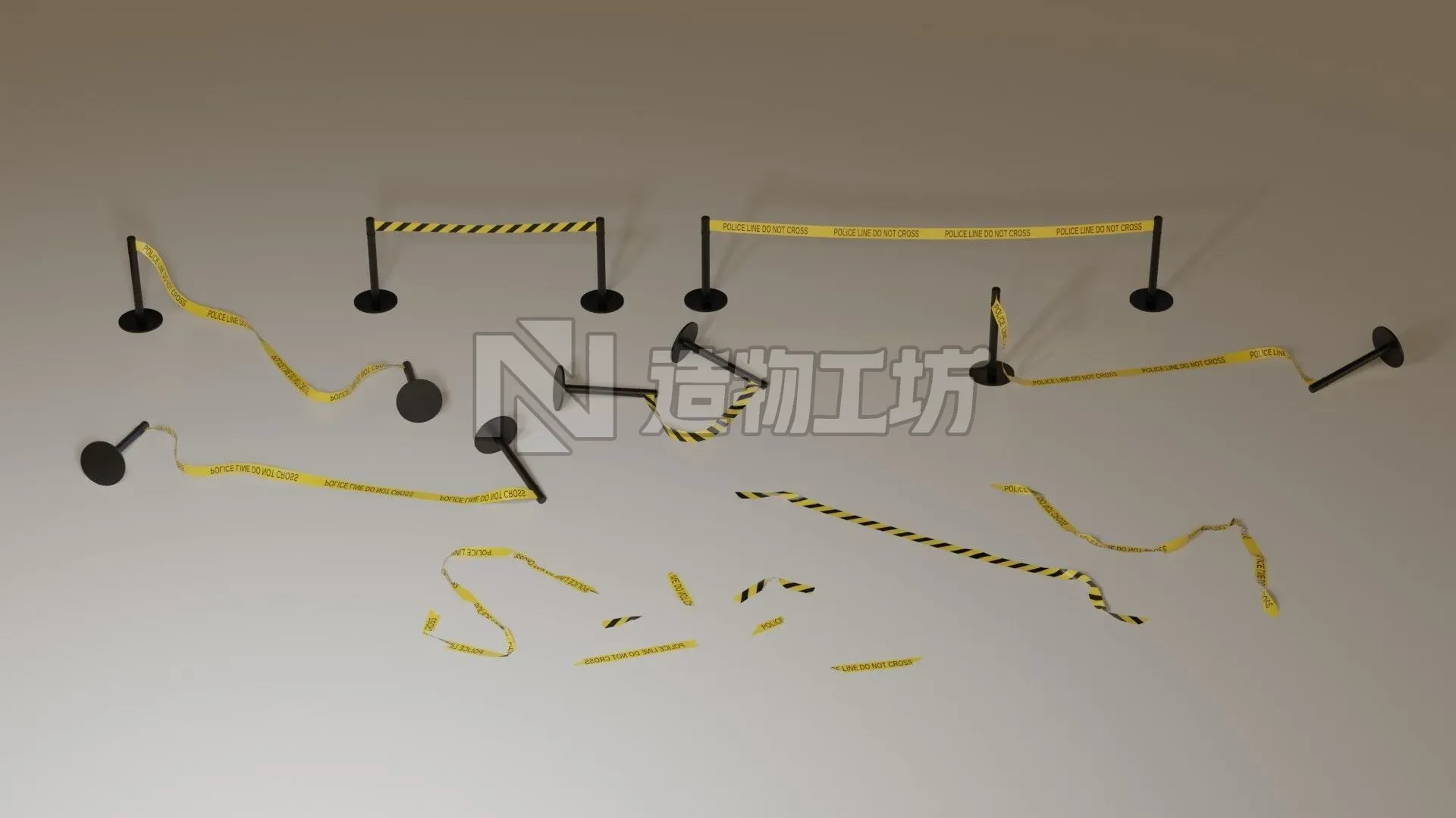 Police Line Low-poly 3D model