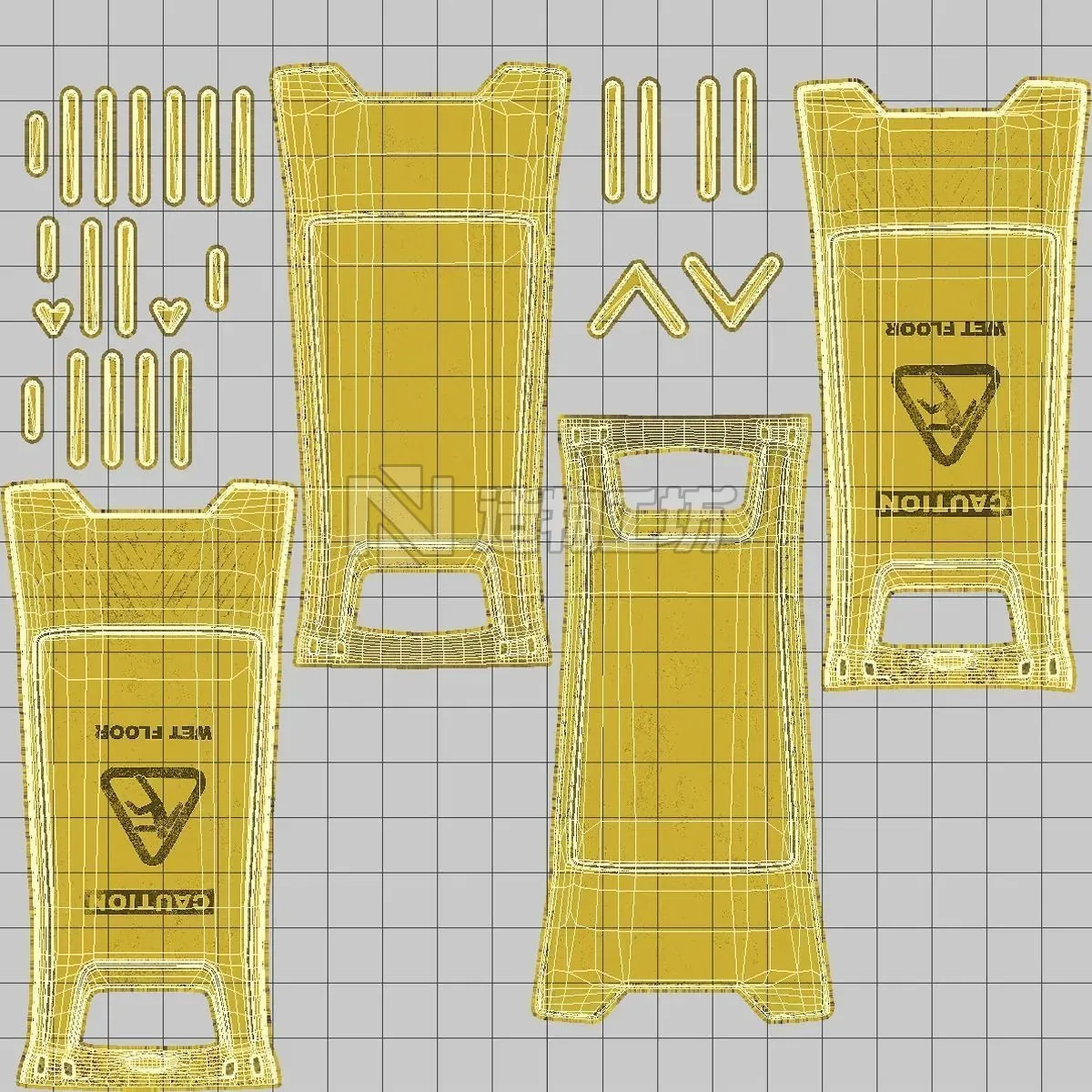 Wet Floor Sign Low-poly 3D model