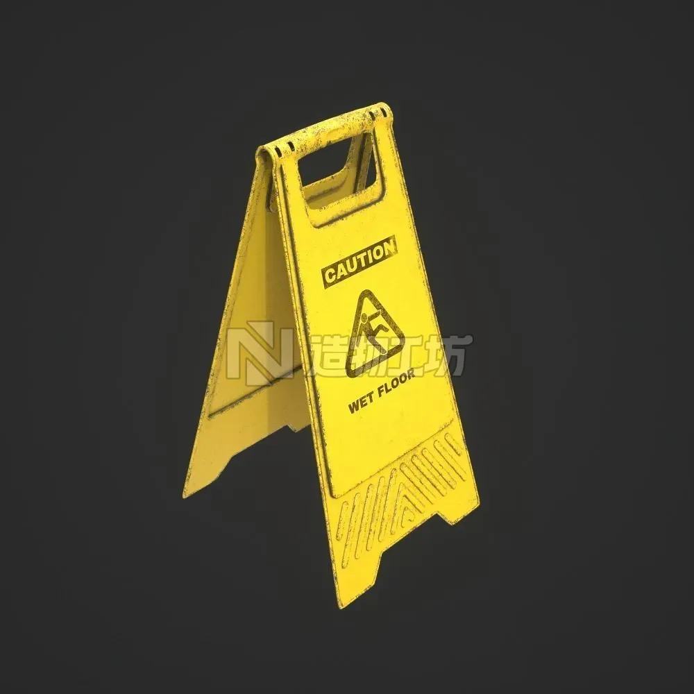 Wet Floor Sign Low-poly 3D model