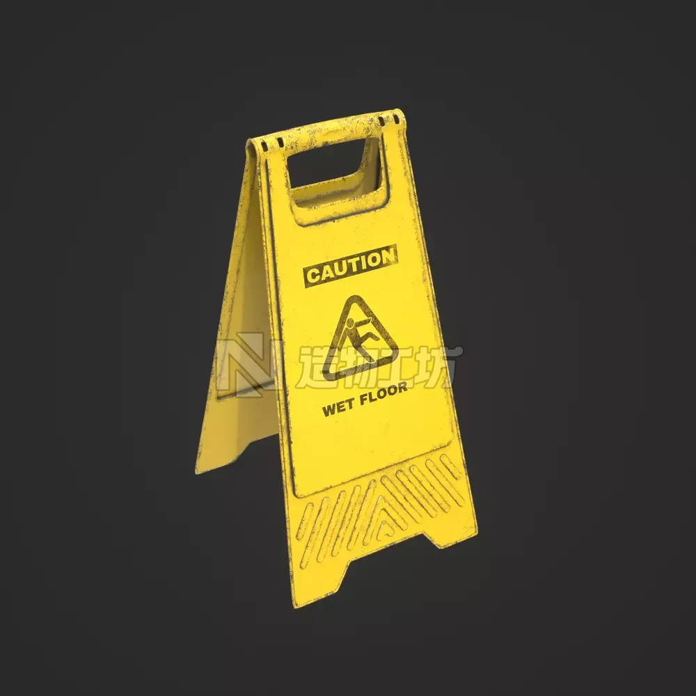 Wet Floor Sign Low-poly 3D model