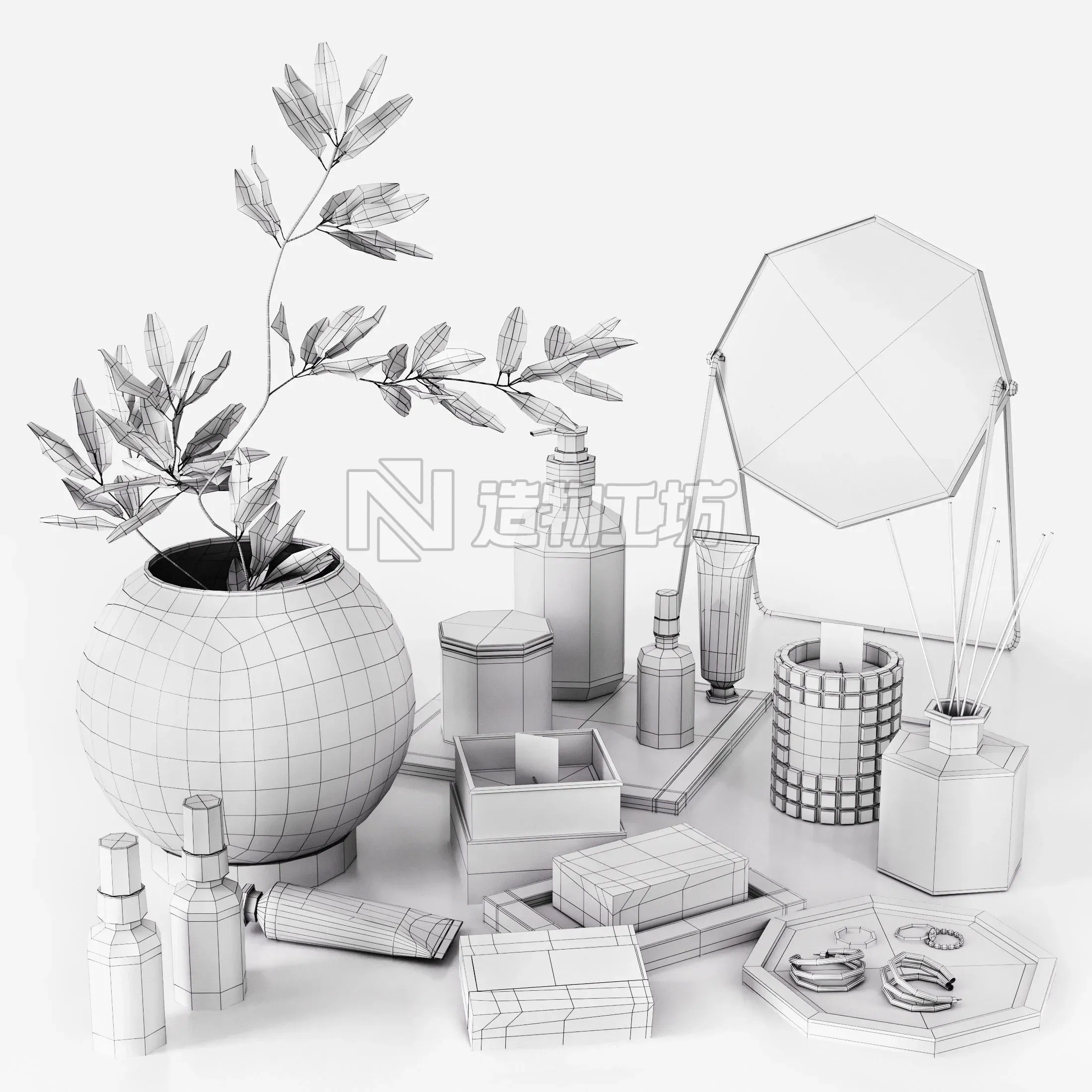 Bathroom accessories 2 Low-poly 3D model