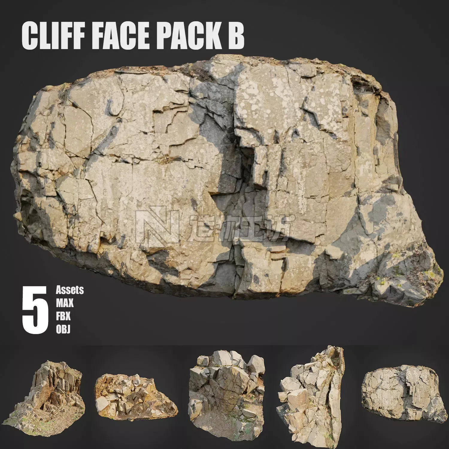 Cliff Face pack B bundle 3D model