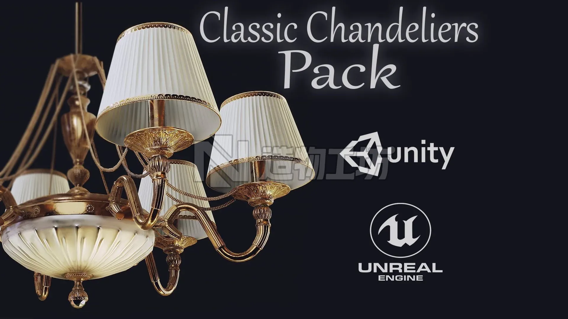 HQ Classic Chandeliers Pack Low-poly 3D model