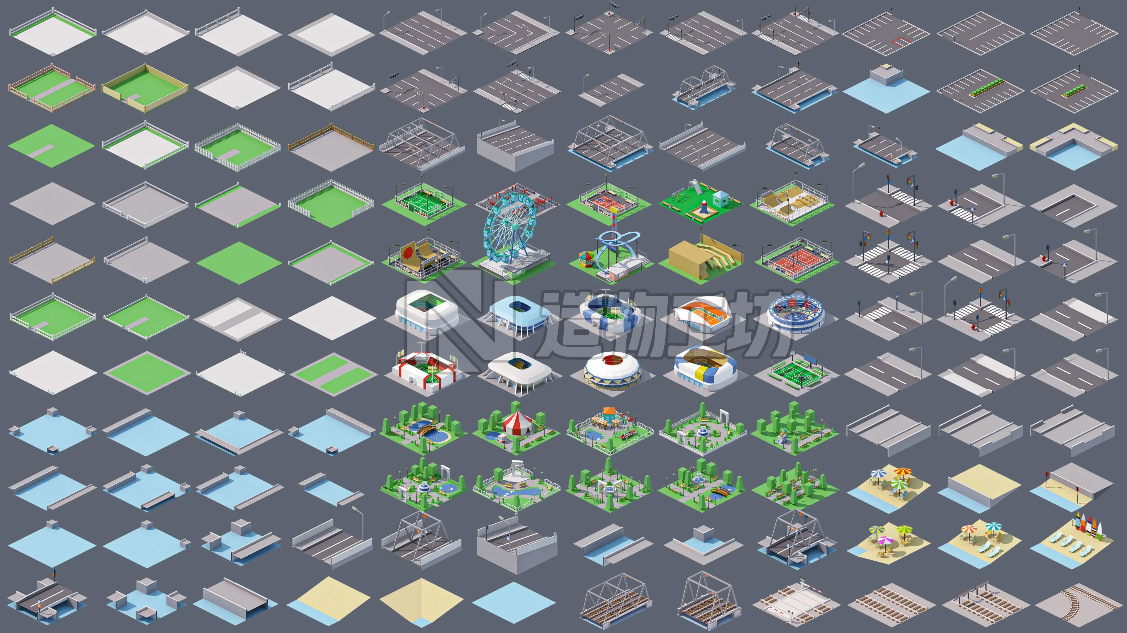 Industrial City Low-poly 3D model