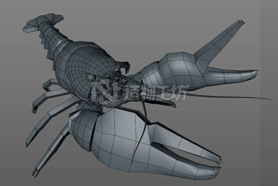 Cancer crayfish Low-poly 3D model