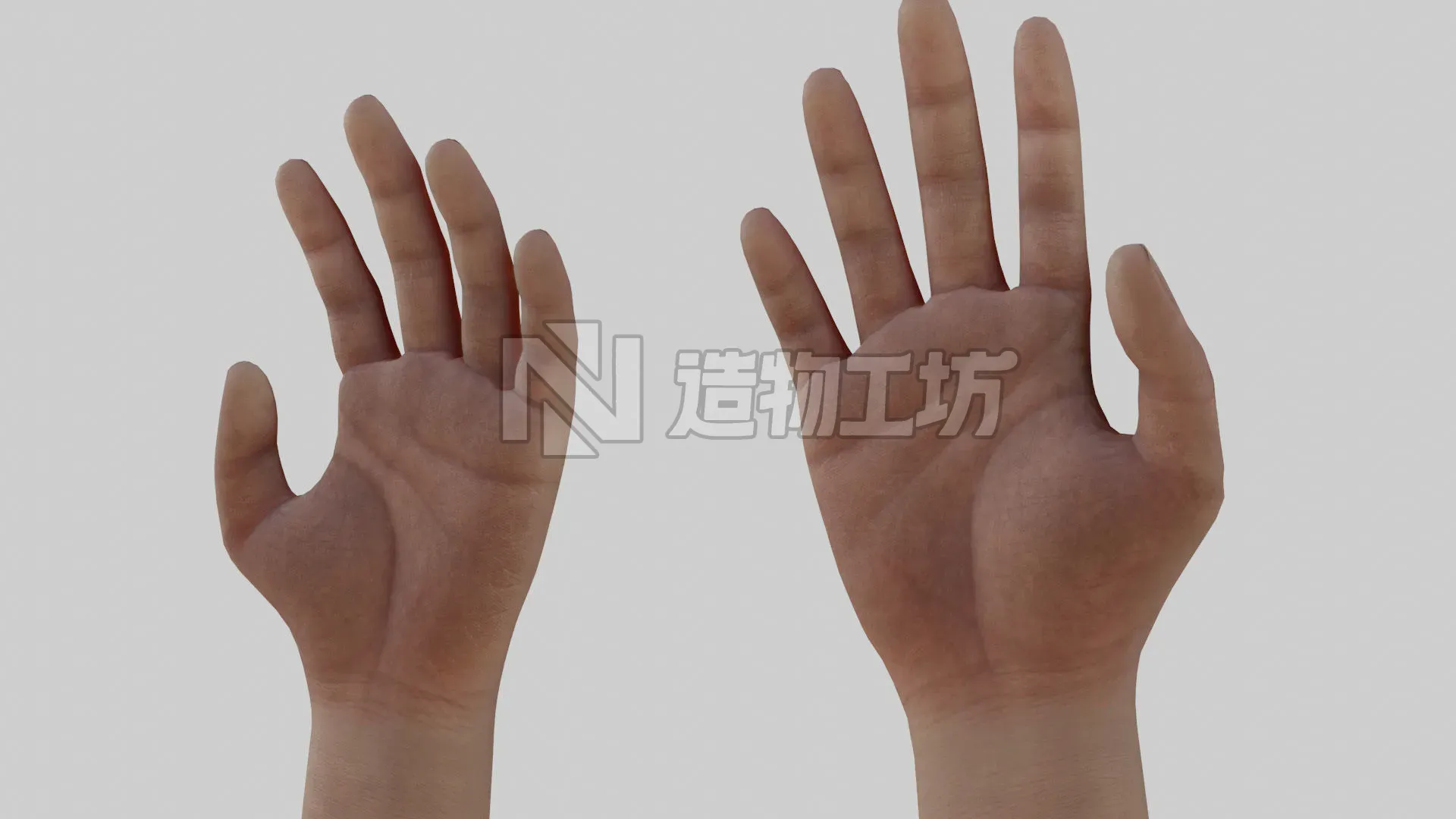 Rigged Hand With PBR Materials and Multiple Skins Low-poly 3D model