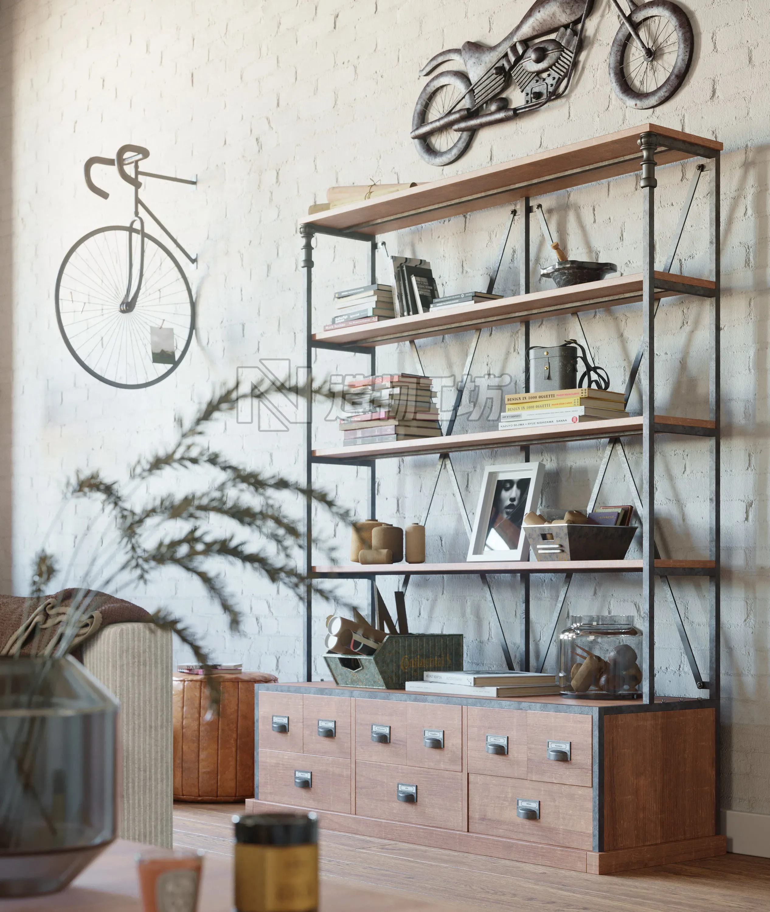 Industrial Living Interior scene 3D model