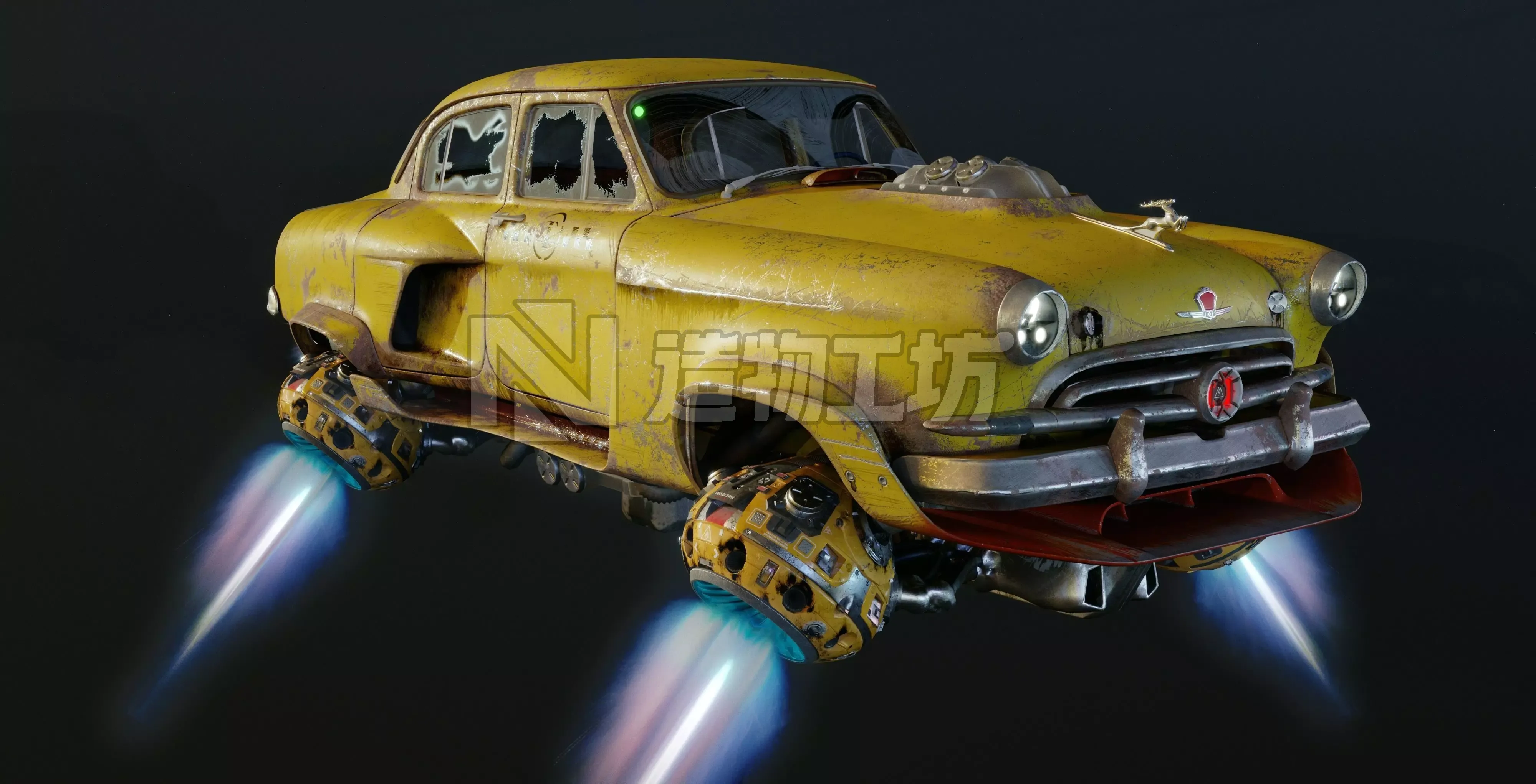 Volga GAZ-21 hover taxi 3D model
