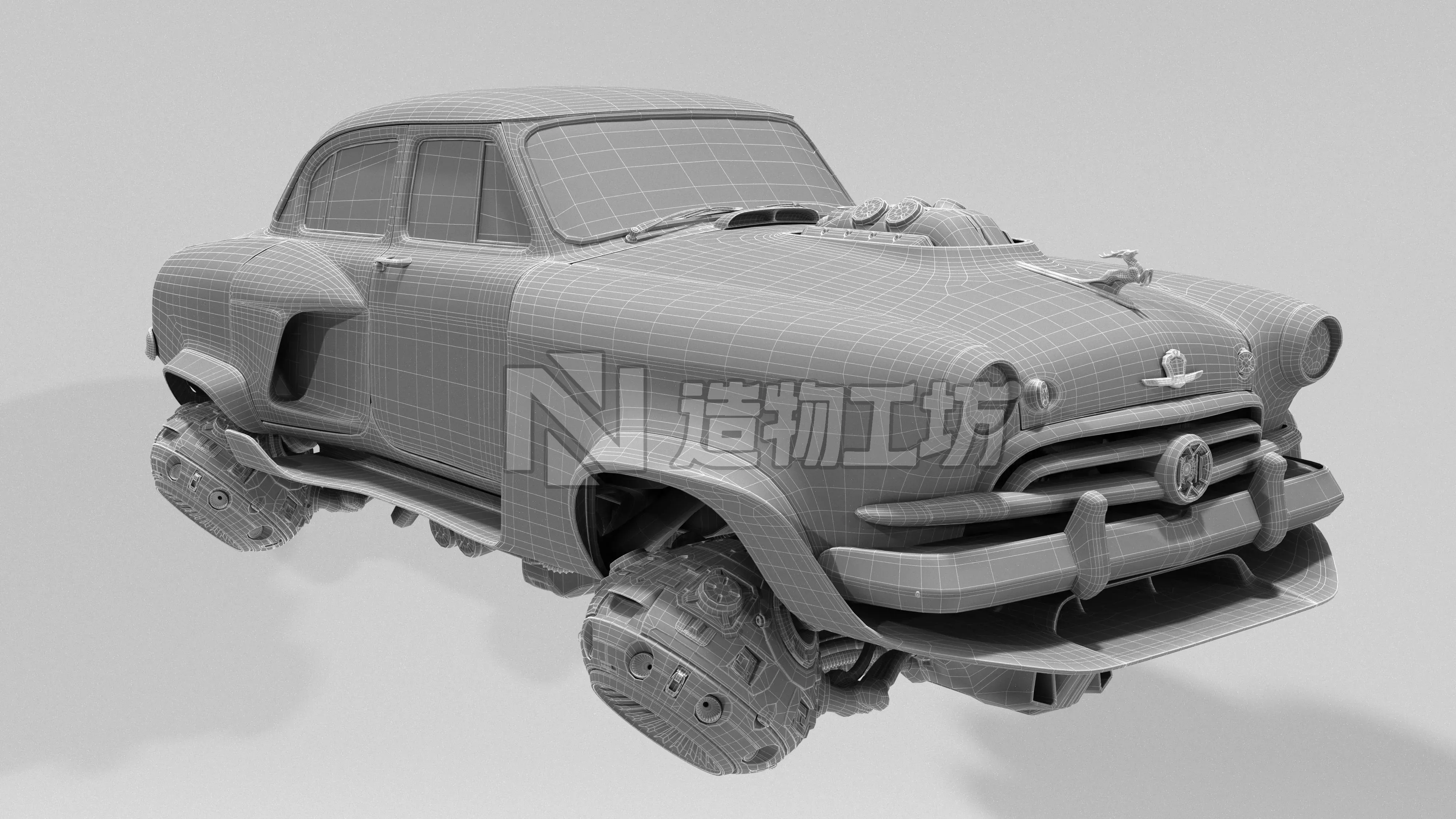 Volga GAZ-21 hover taxi 3D model
