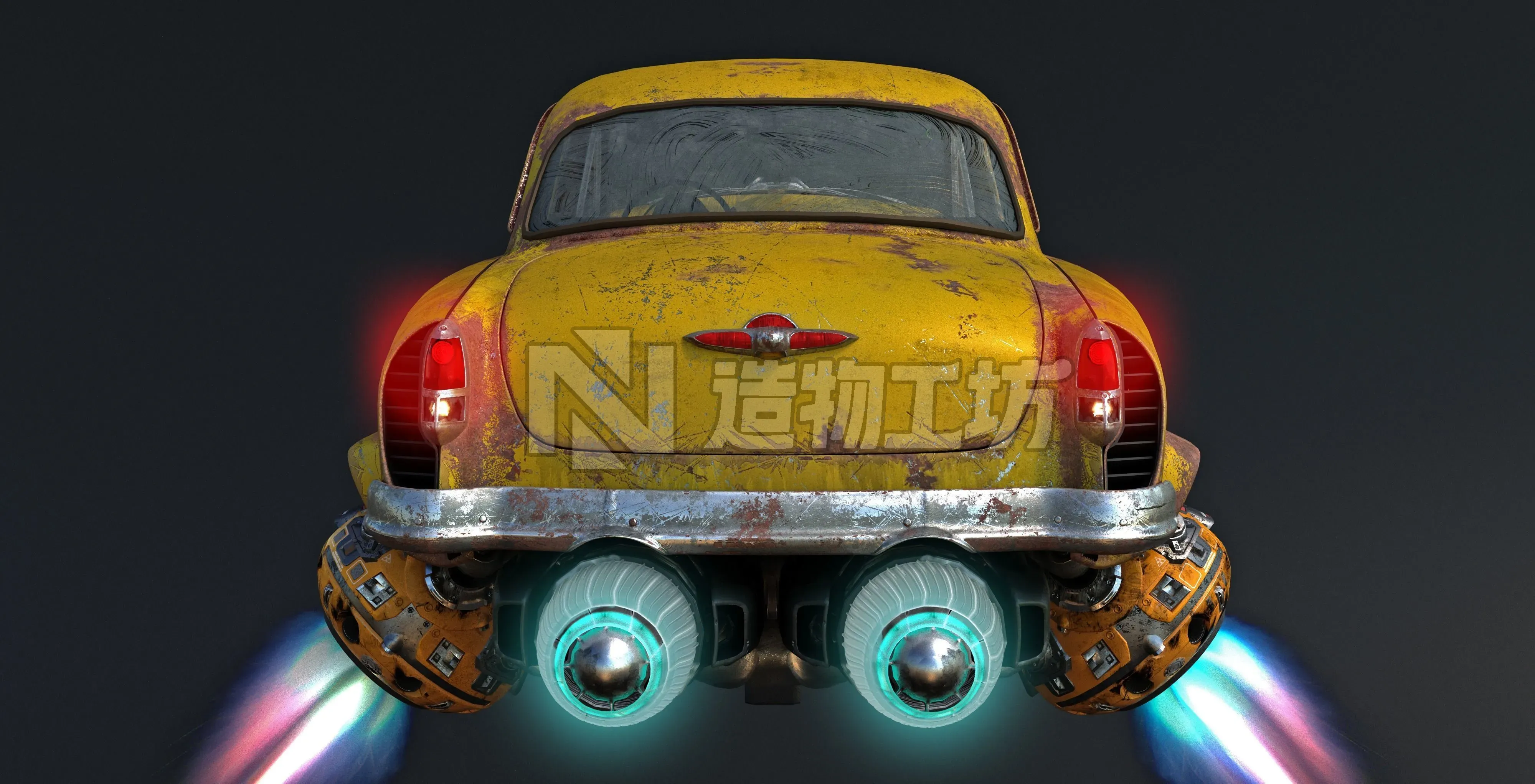 Volga GAZ-21 hover taxi 3D model