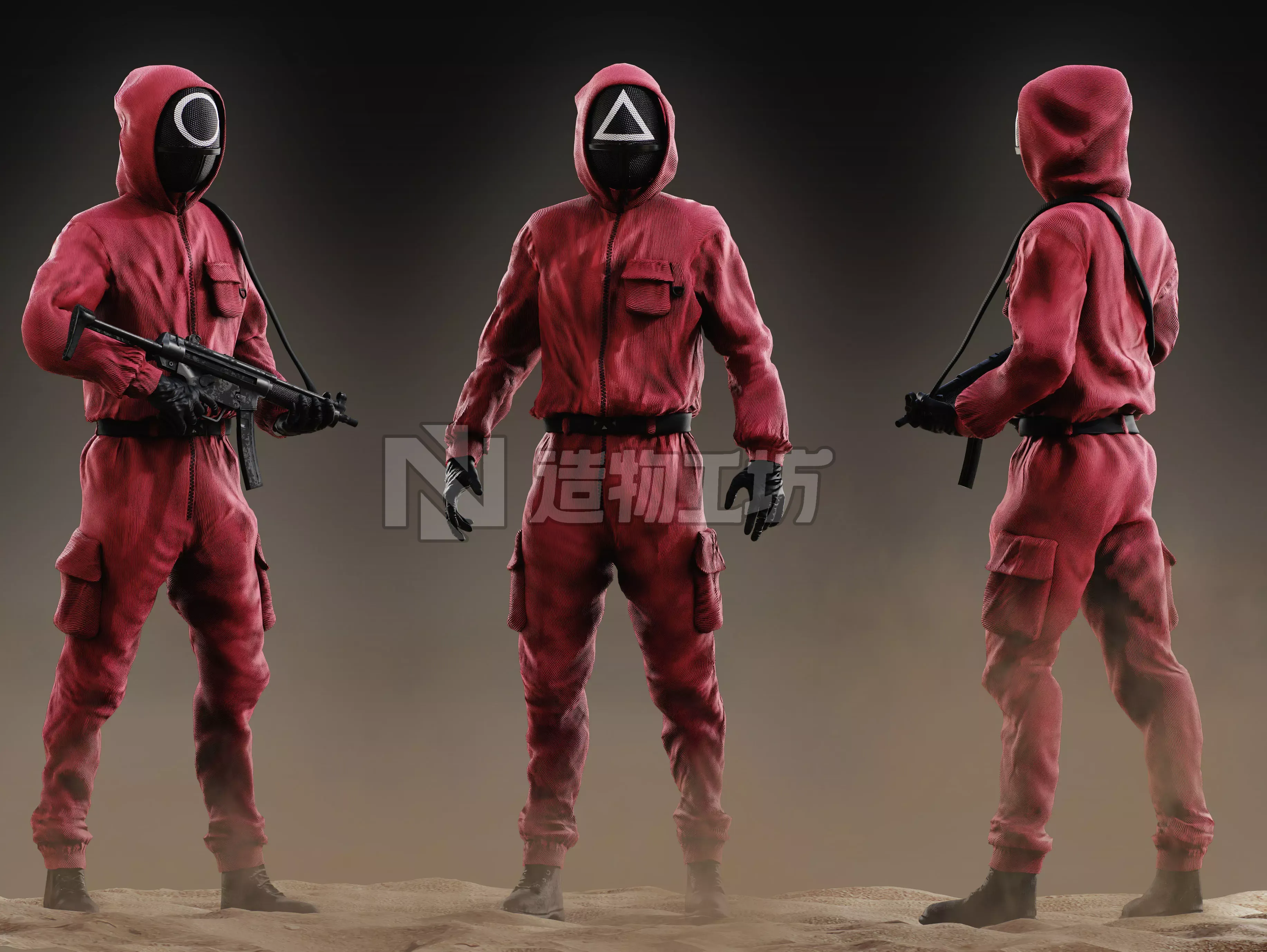 Squid Game soldier Low-poly 3D model