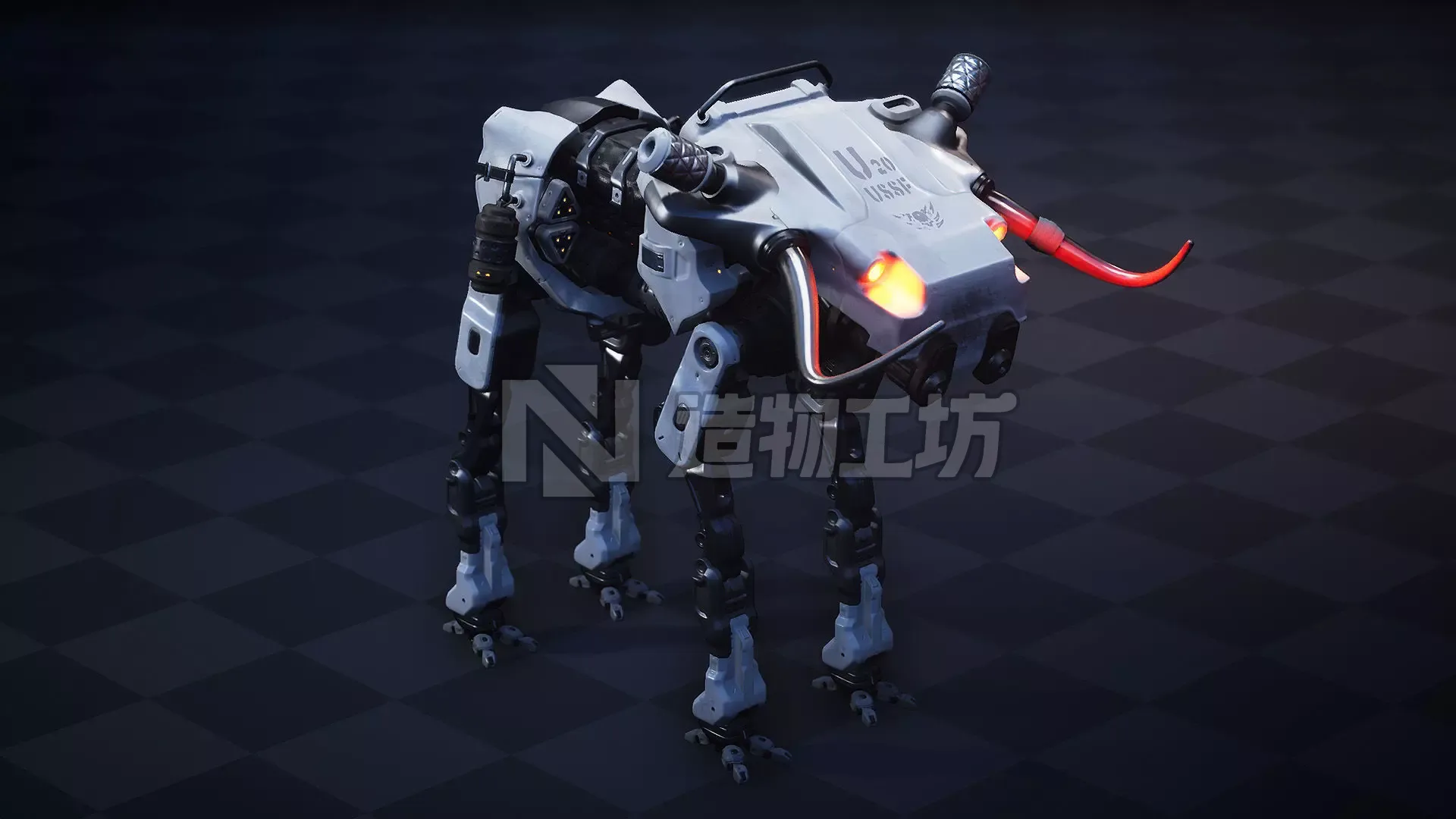 Sci fi Bull Mech Low-poly 3D model