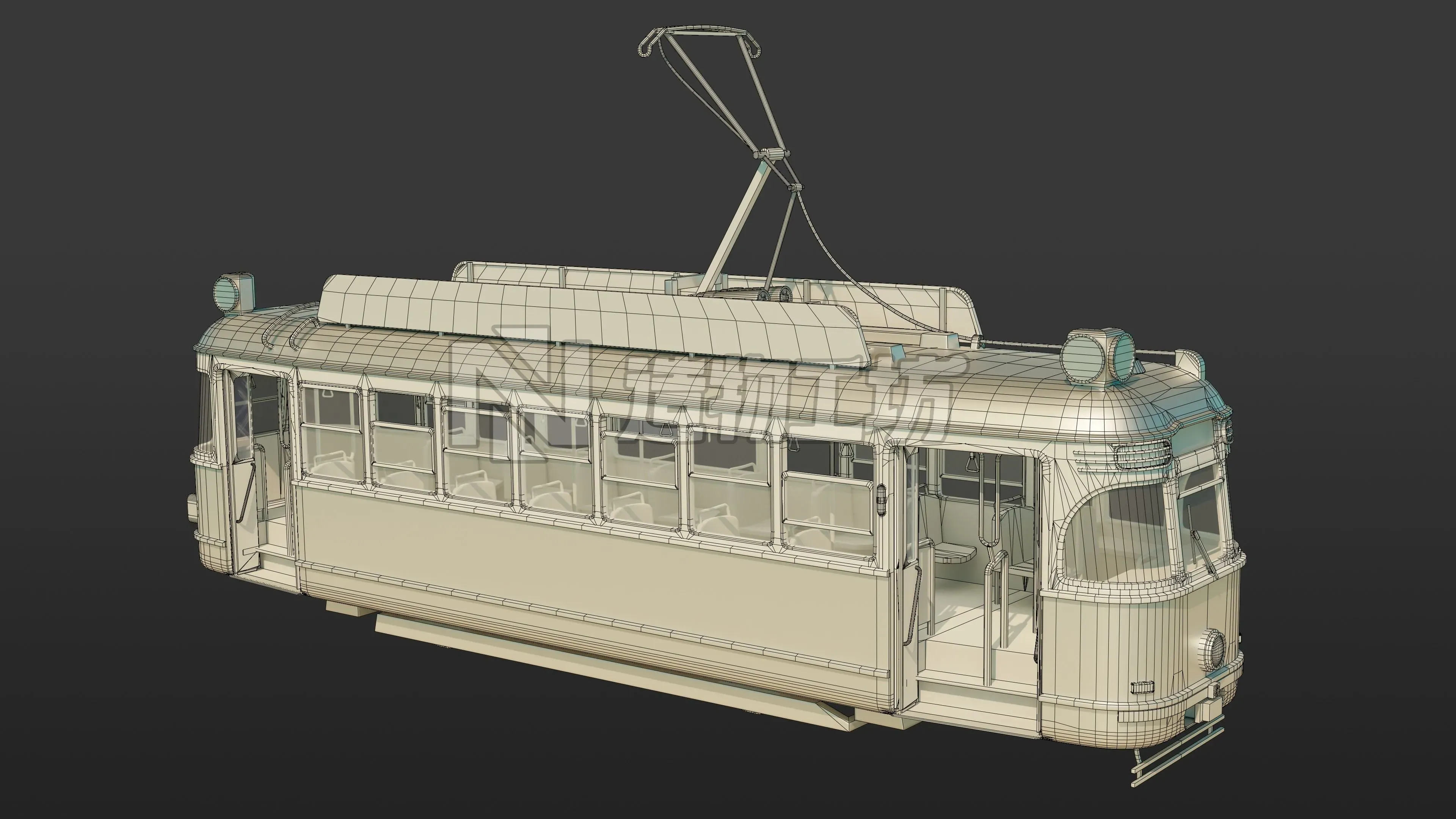 Tram Stylized Low-poly 3D model