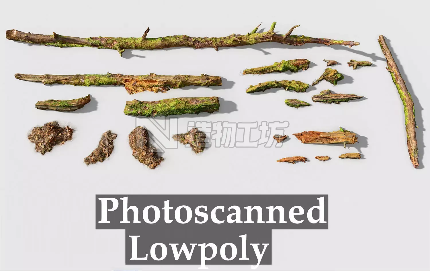 Forest Branches Debris Leaves Scan Low-poly 3D model