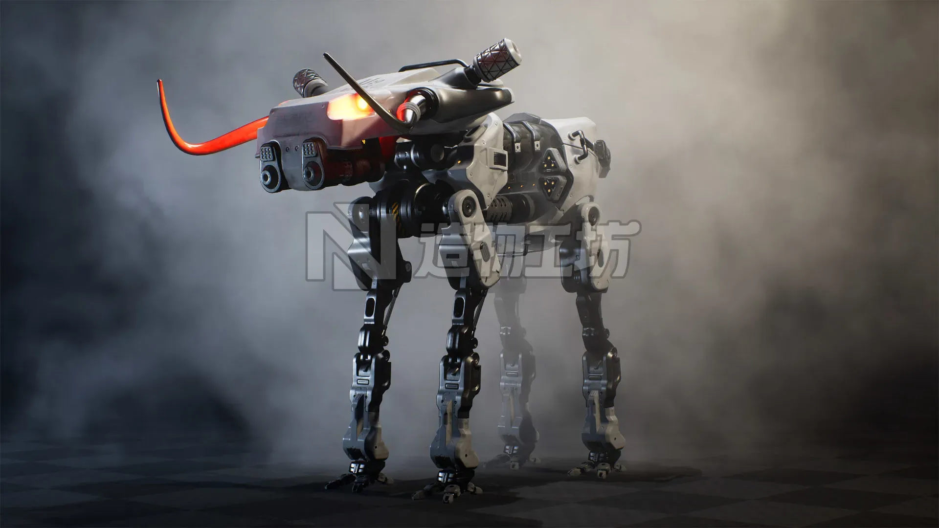 Sci fi Bull Mech Low-poly 3D model