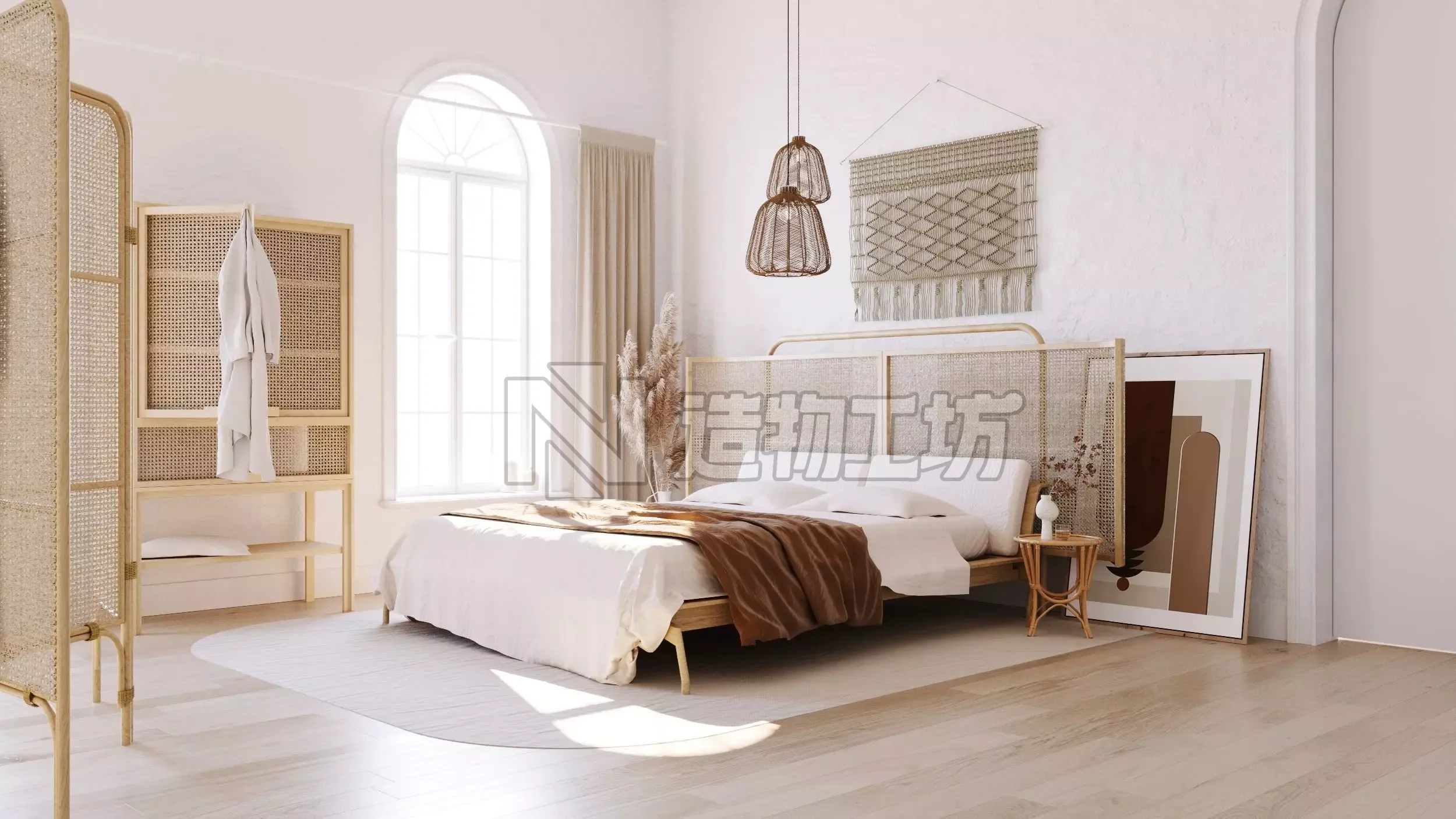 scandinavian bedroom scene 3D model 3D model