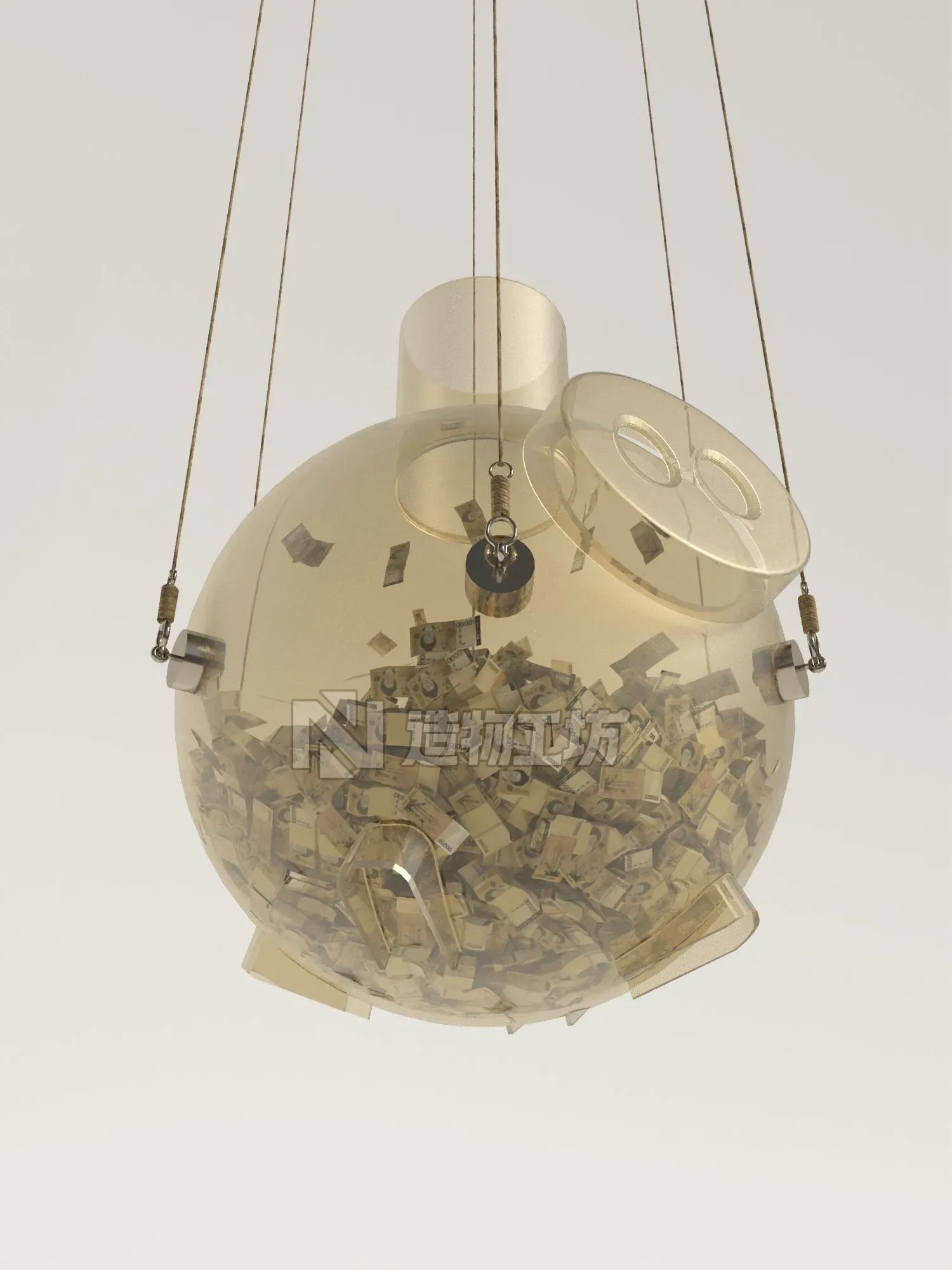 Glass piggy bank with money from series the squid game Netflix 3D model