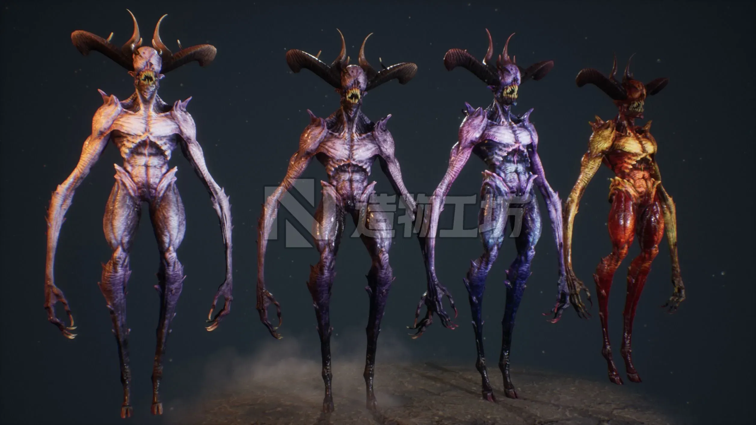 Demon 6 tall blind creature Low-poly 3D model