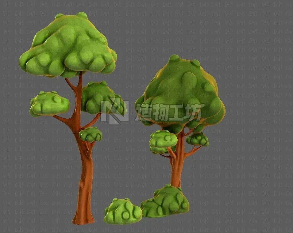 Trees Cartoon V09 Low-poly 3D model