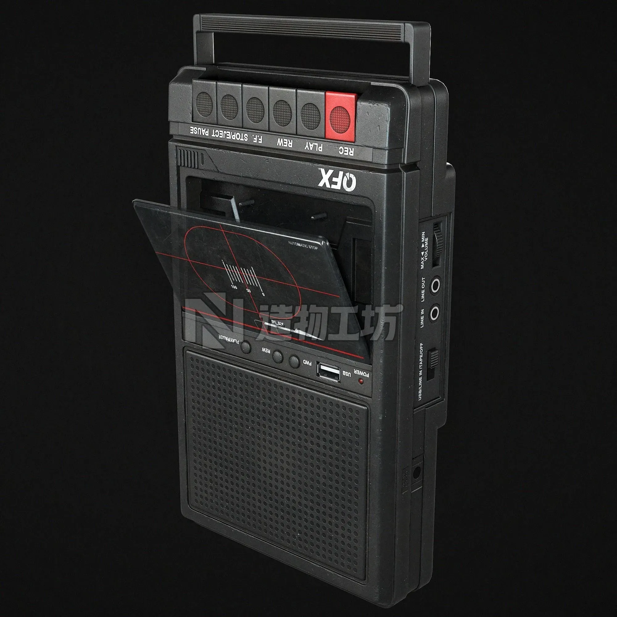 Cassette Recorder Low-poly 3D model