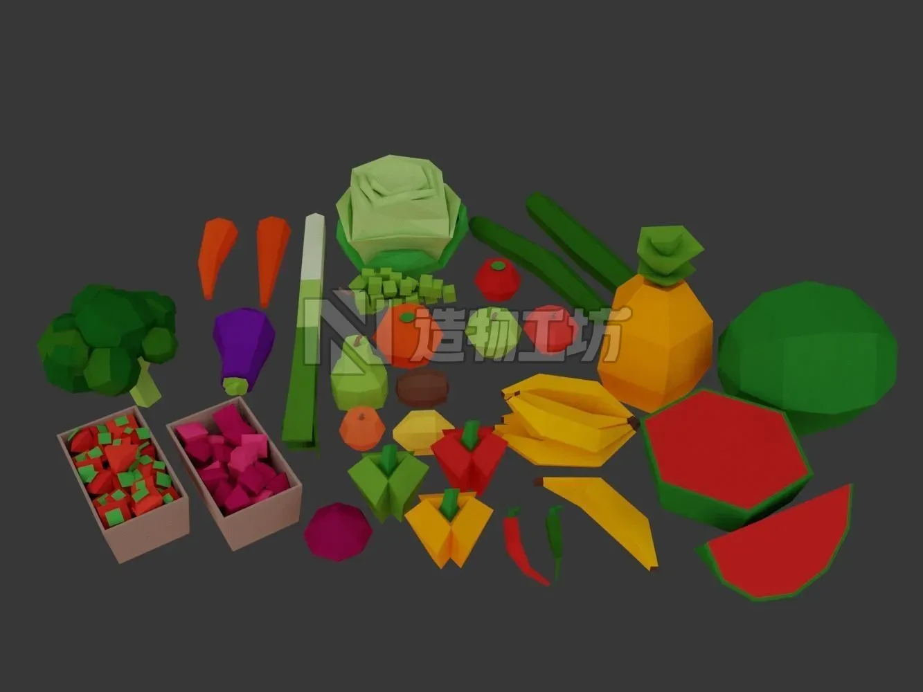 Low Poly Supermarket Set machine Low-poly 3D model