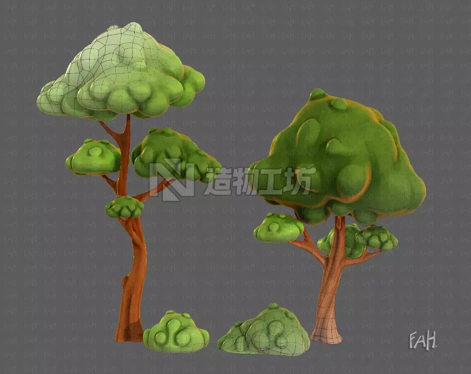 Trees Cartoon V09 Low-poly 3D model