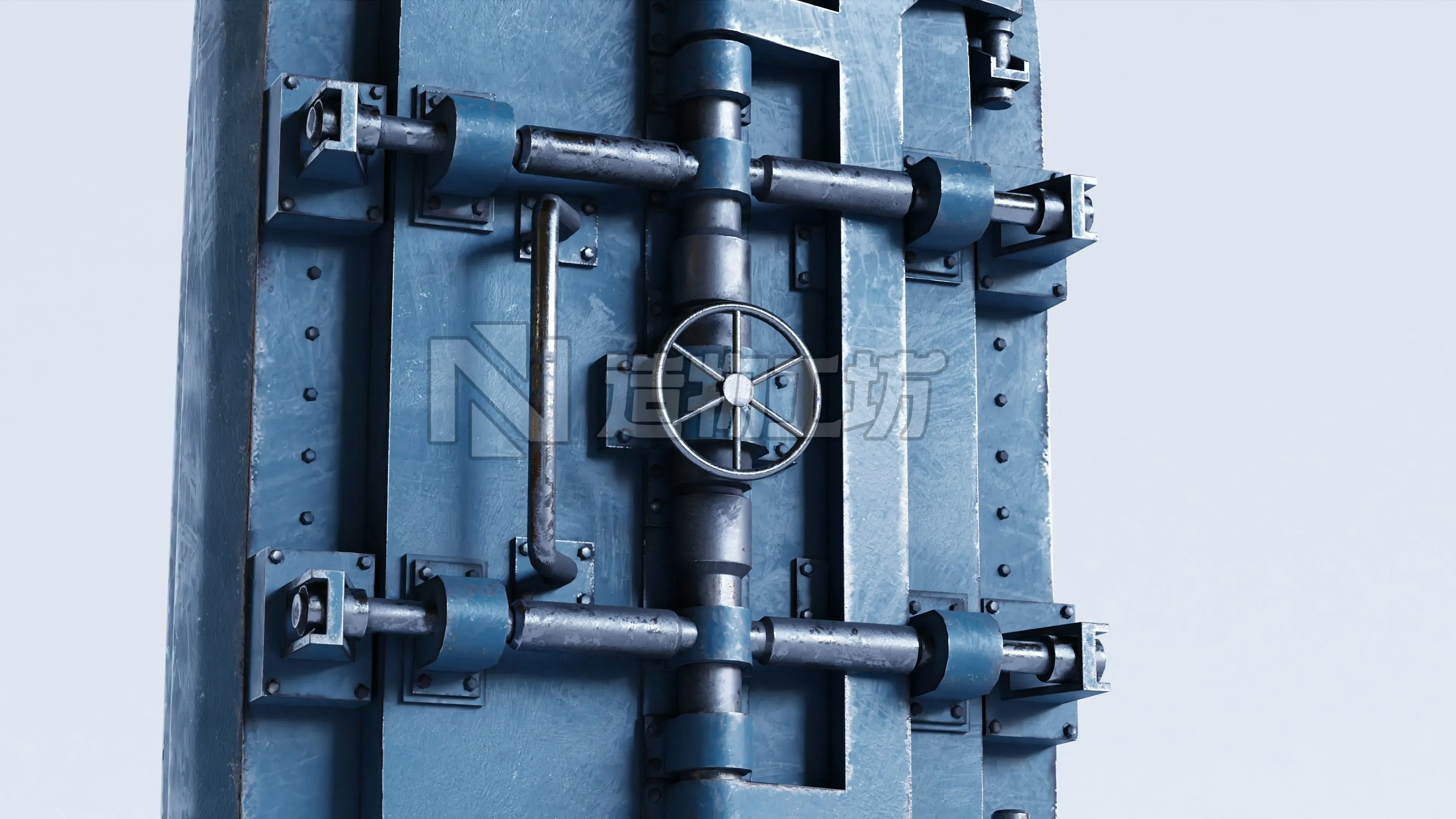 Military Metal Bunker Door  Low-poly 3D model