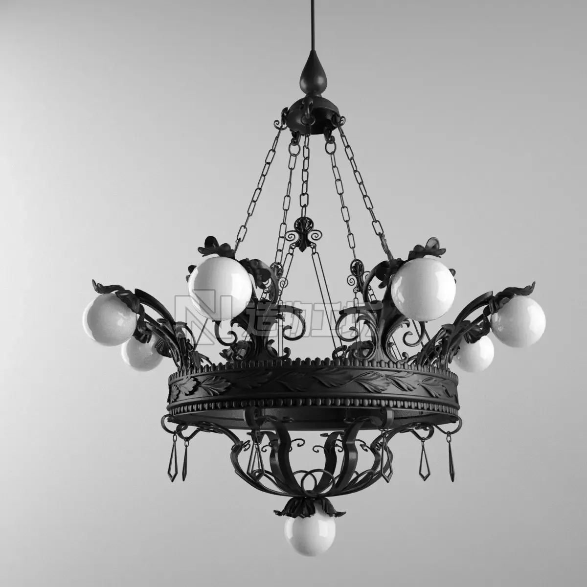 Chandelier Effe Bi Ferro Battuto Artistico  Lighting L-616 3D model