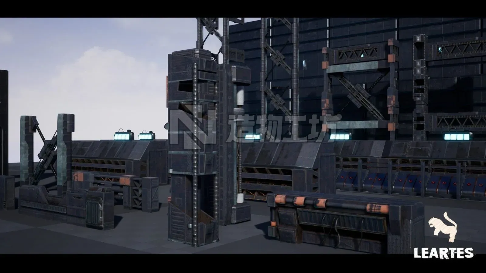 Cyberpunk Futuristic Structures Set 21 Assets  Low-poly 3D model